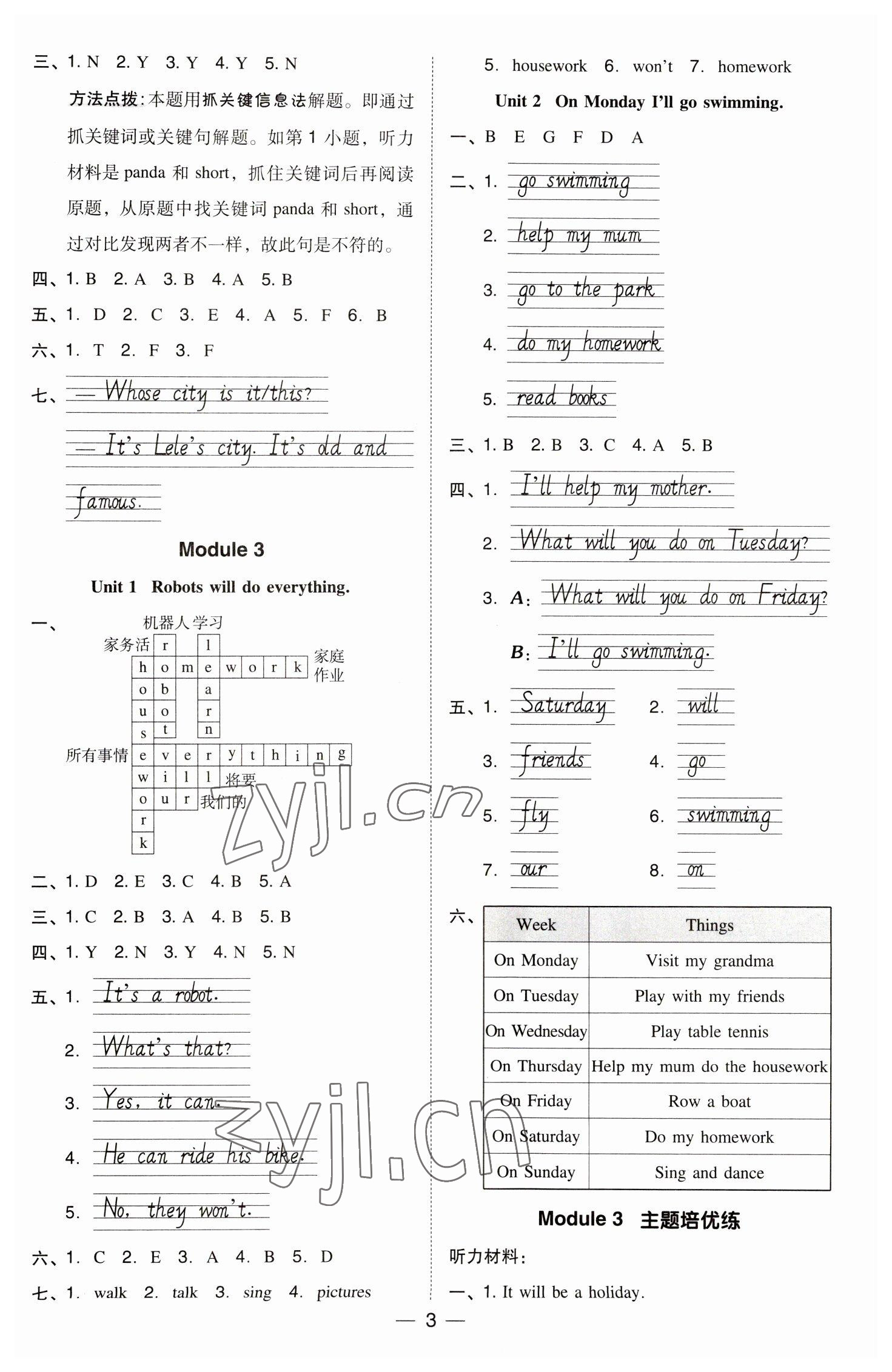 2023年綜合應(yīng)用創(chuàng)新題典中點四年級英語下冊外研版三起 參考答案第3頁