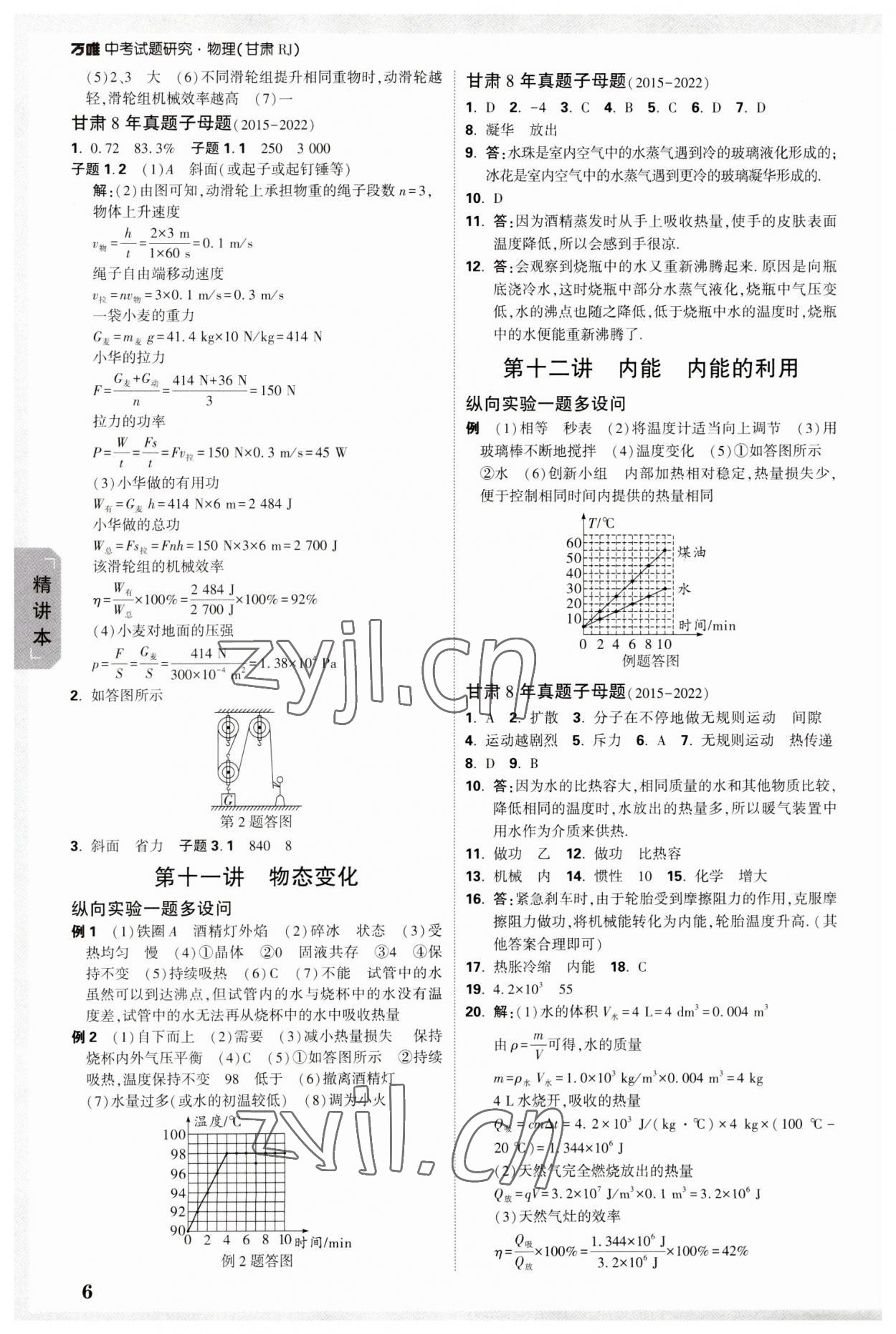 2023年萬(wàn)唯中考試題研究物理甘肅專版 參考答案第6頁(yè)