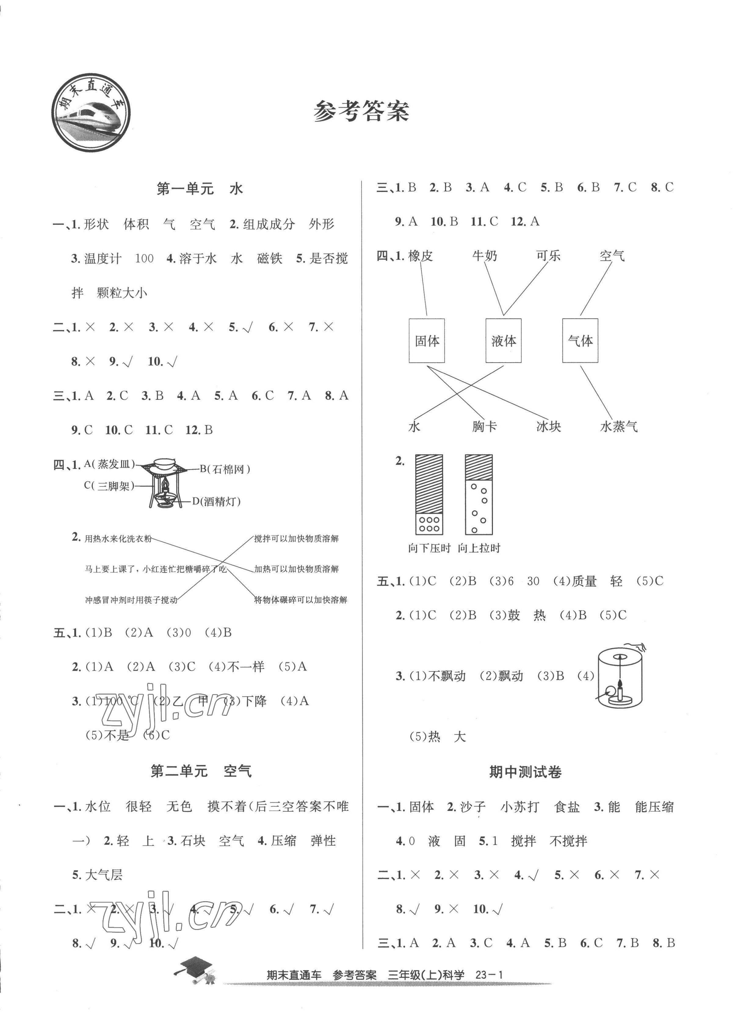 2022年期末直通車三年級科學(xué)上冊教科版 第1頁