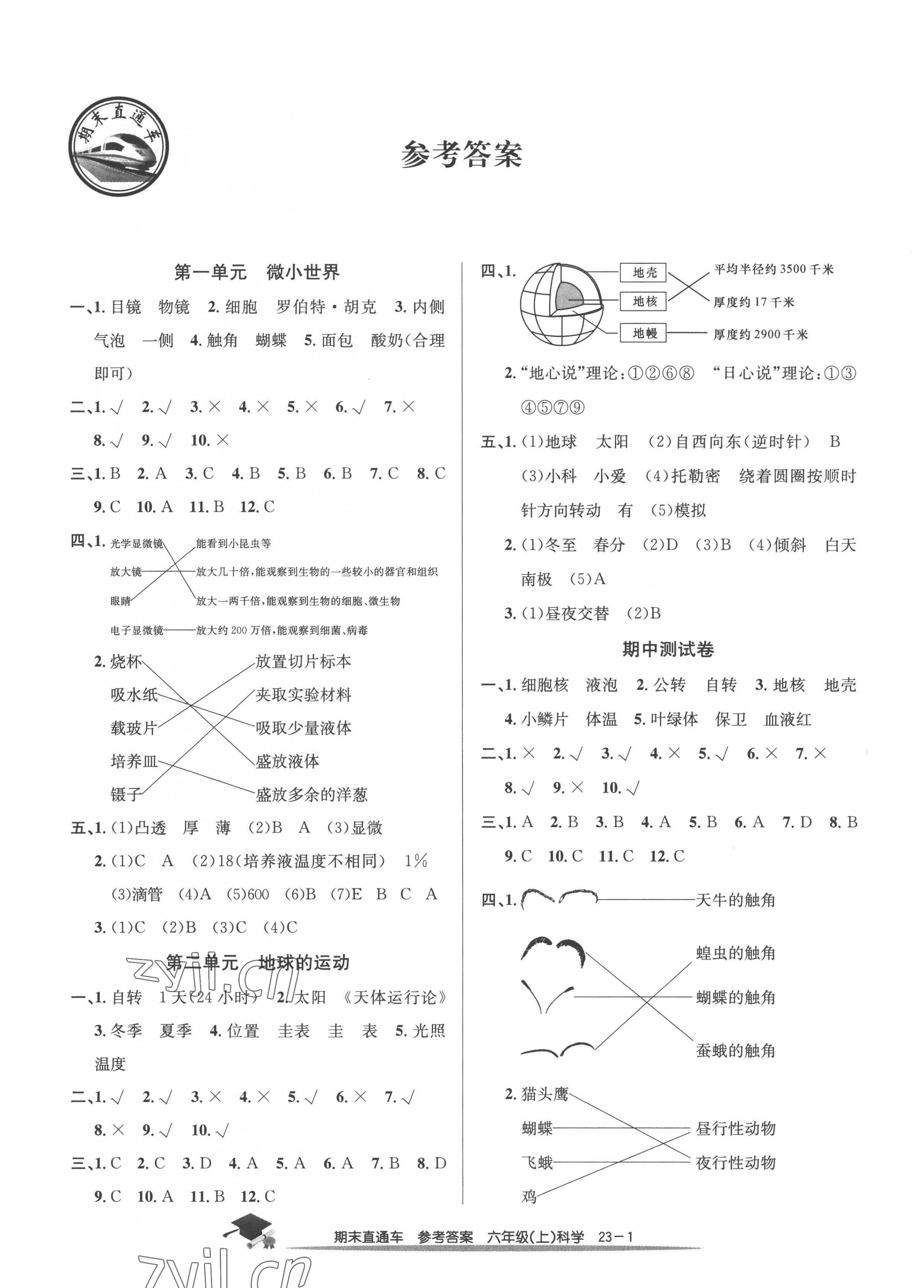 2022年期末直通车六年级科学上册教科版 第1页