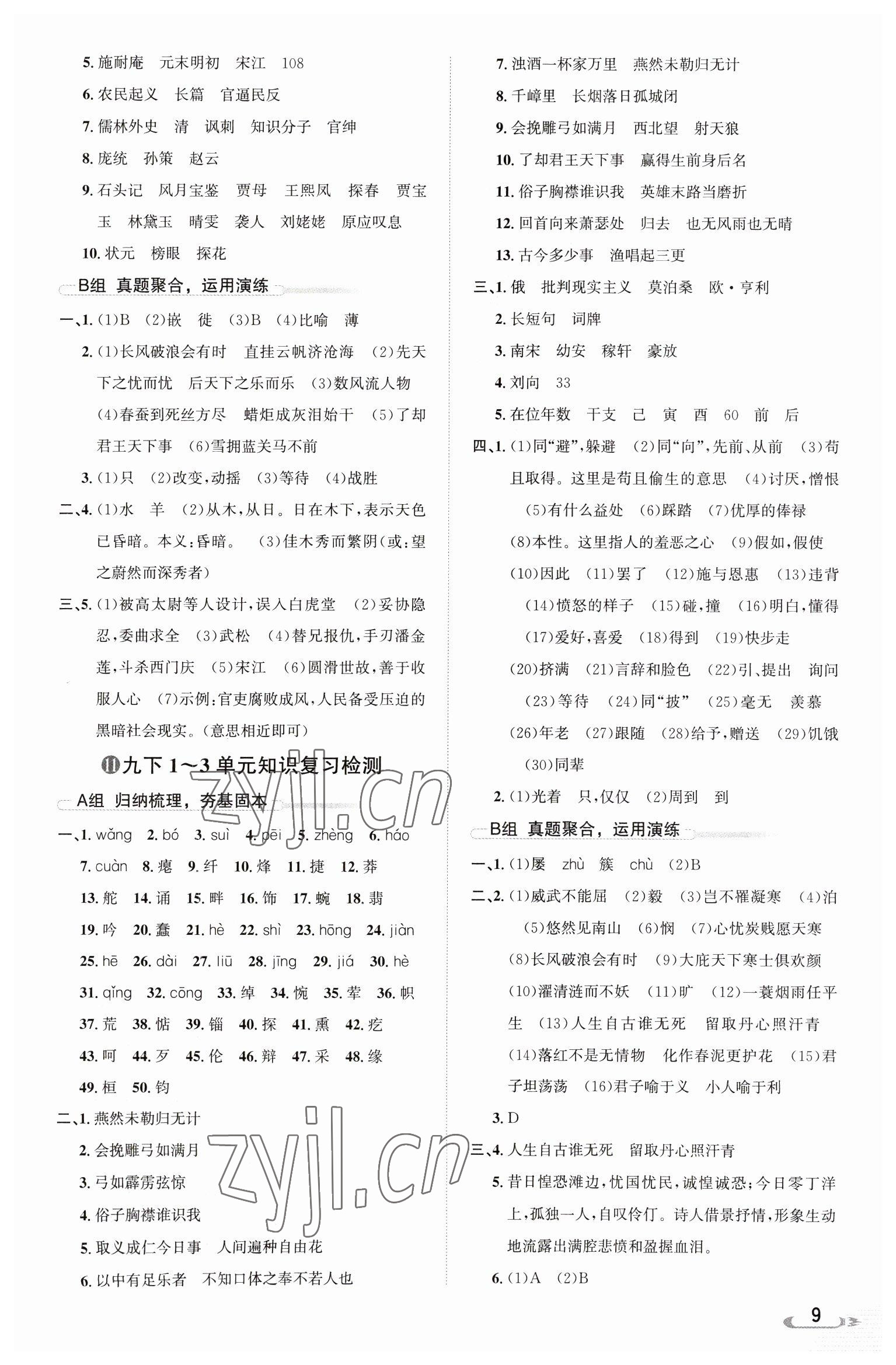 2023年新課標(biāo)新中考浙江中考語文 參考答案第9頁