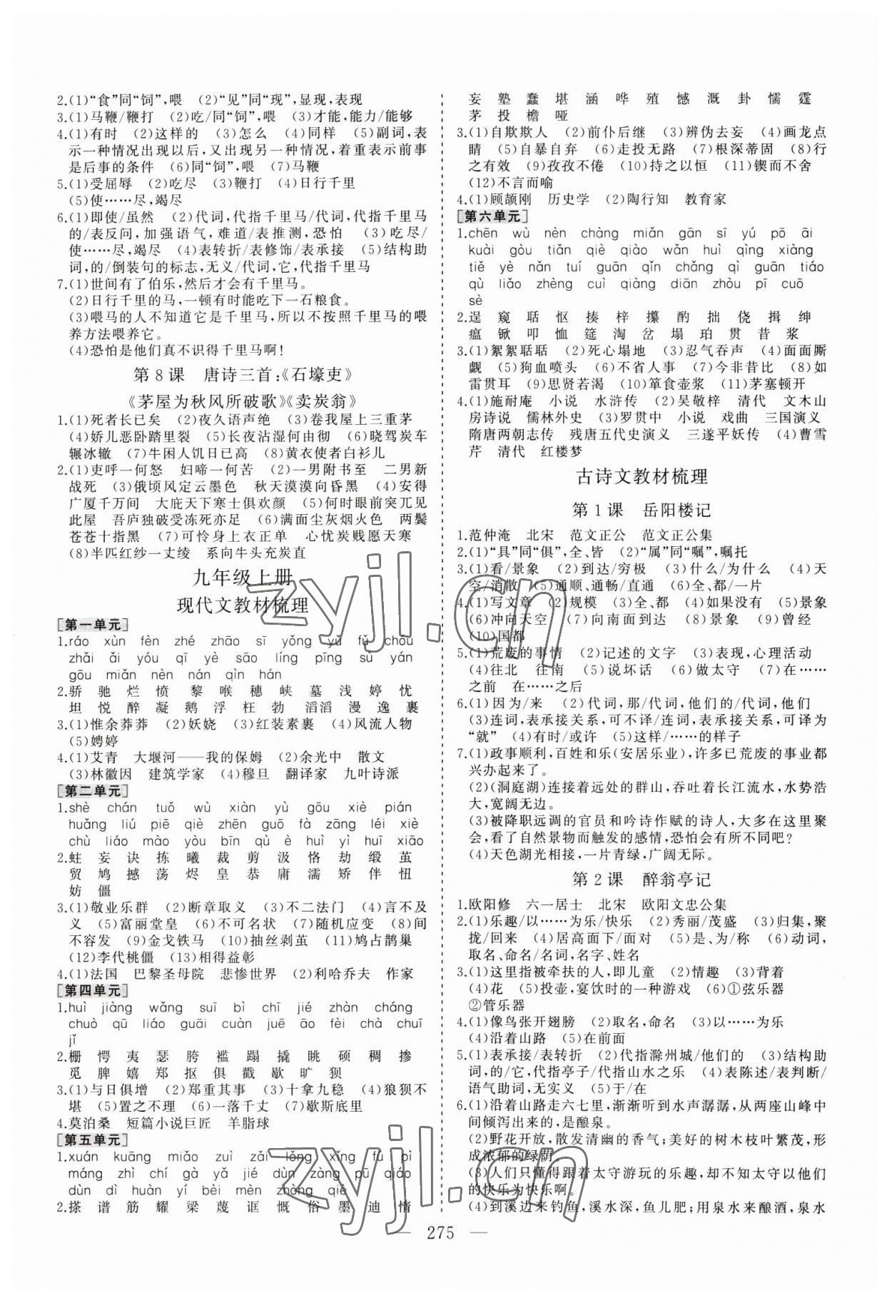 2023年新中考集訓(xùn)中考總復(fù)習(xí)語文&nbsp;參考答案第6頁