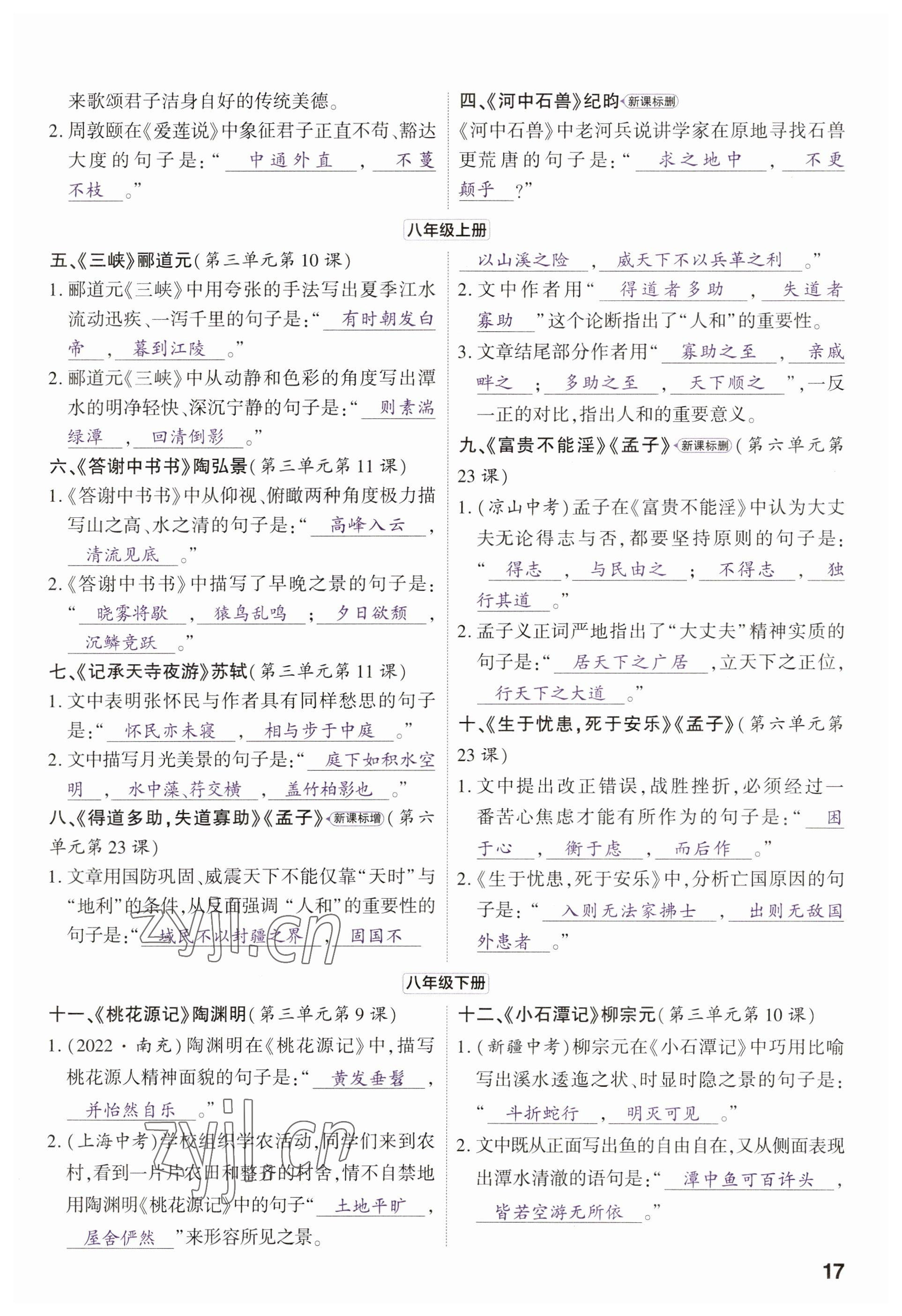 2023年鼎成中考精準(zhǔn)提分語文河南專版 參考答案第21頁