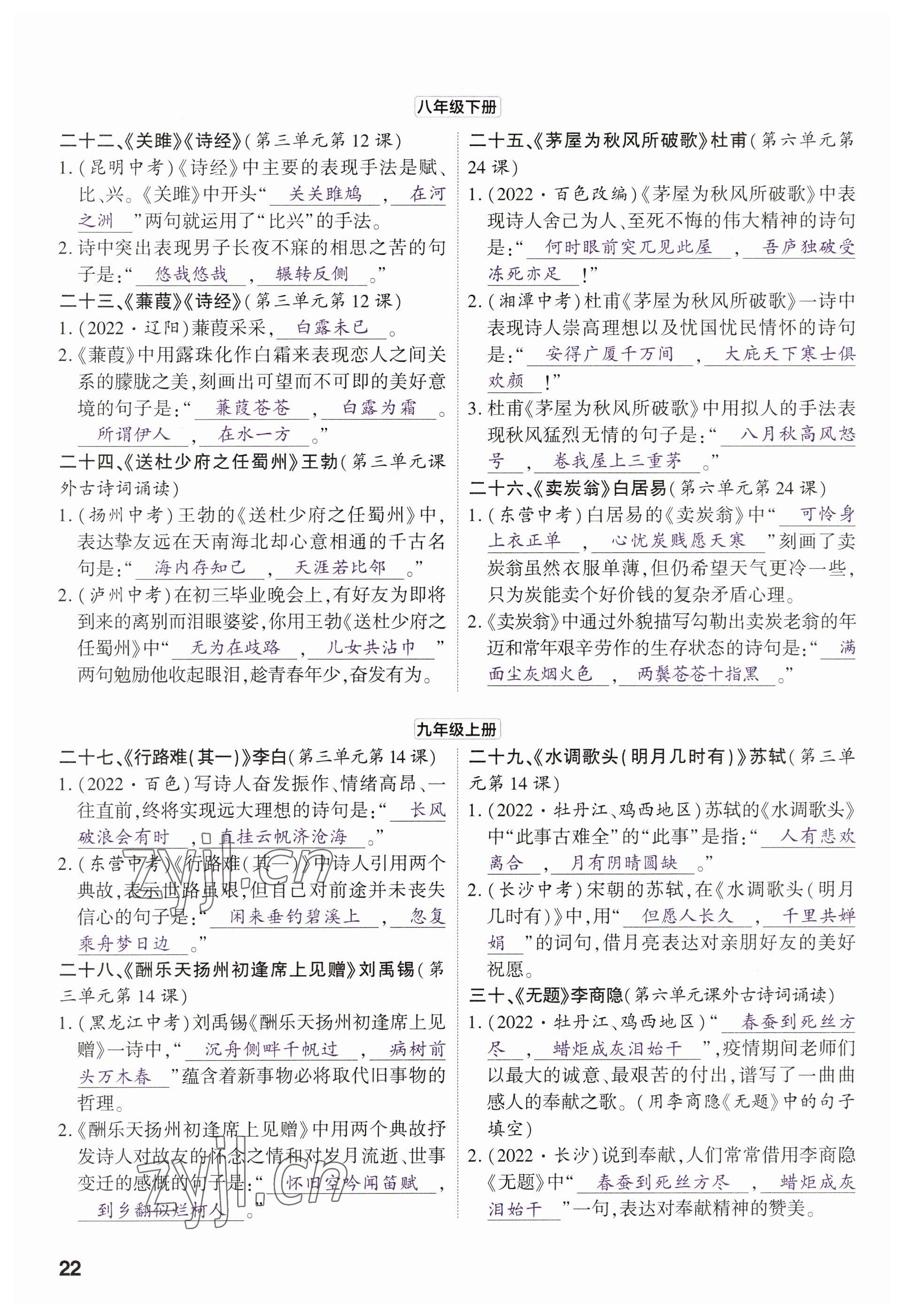 2023年鼎成中考精准提分语文河南专版 参考答案第26页