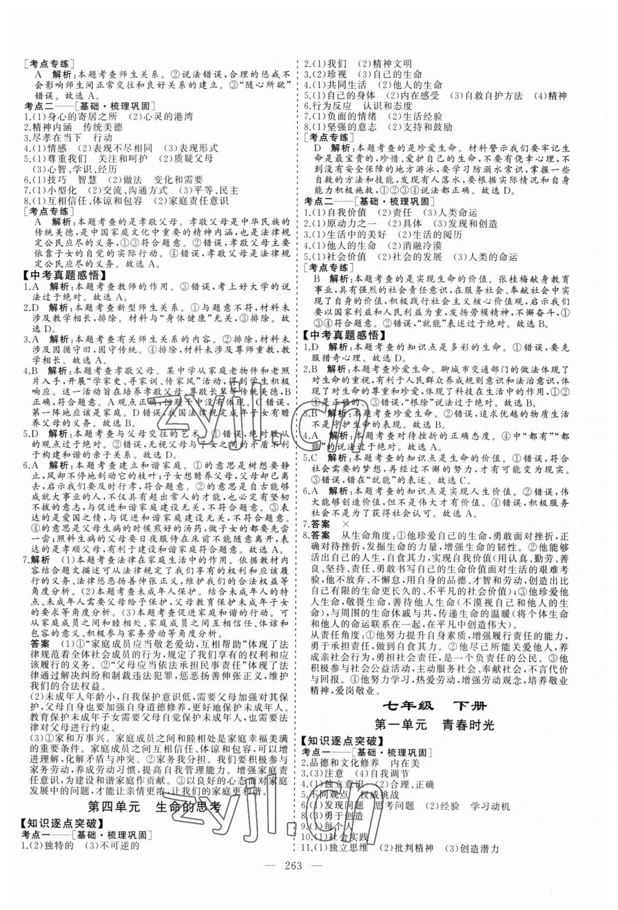 2023年新中考集训中考总复习道德与法治 参考答案第2页