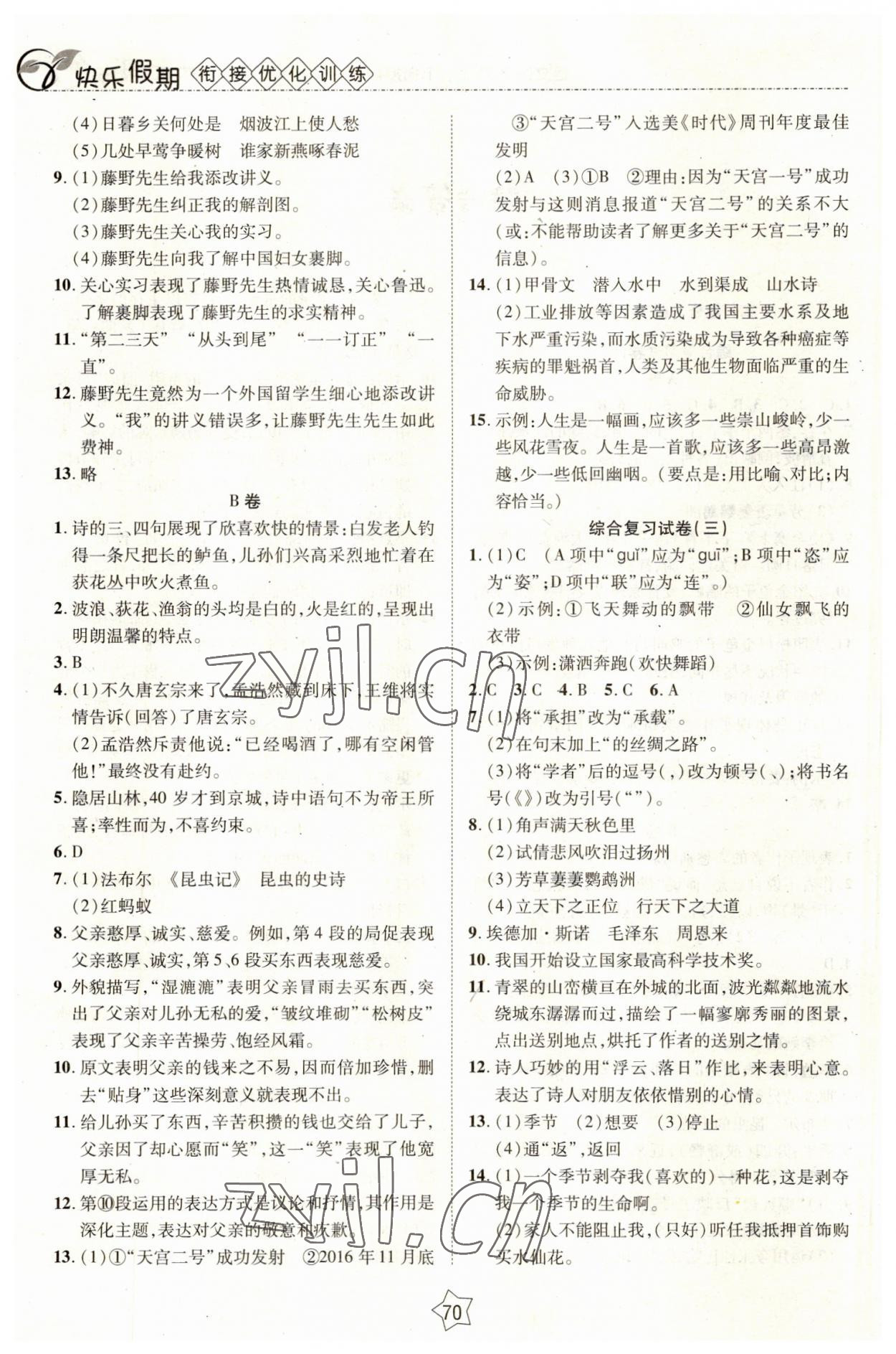 2023年快乐假期衔接优化训练八年级语文 第2页