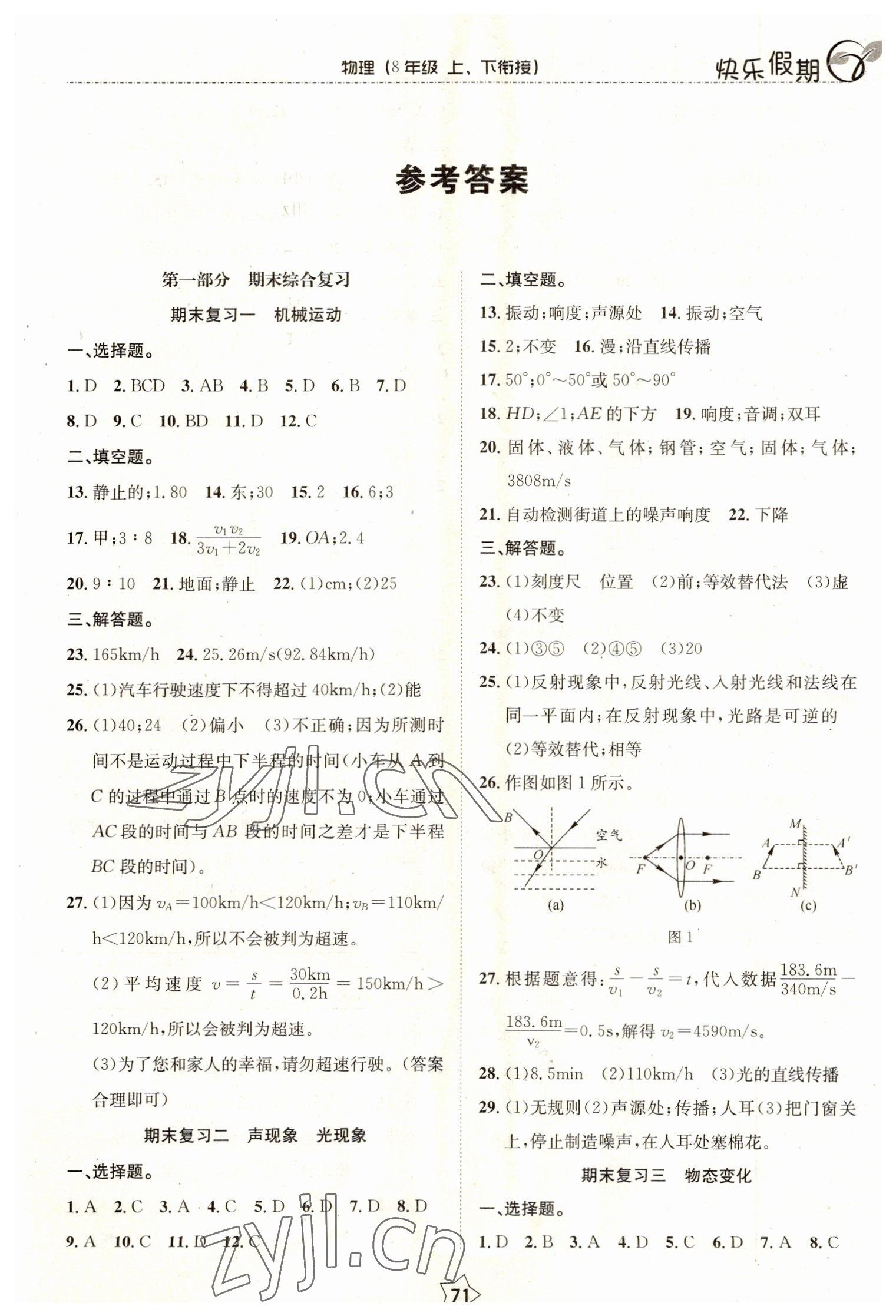 2023年快乐假期衔接优化训练寒假八年级物理 第1页