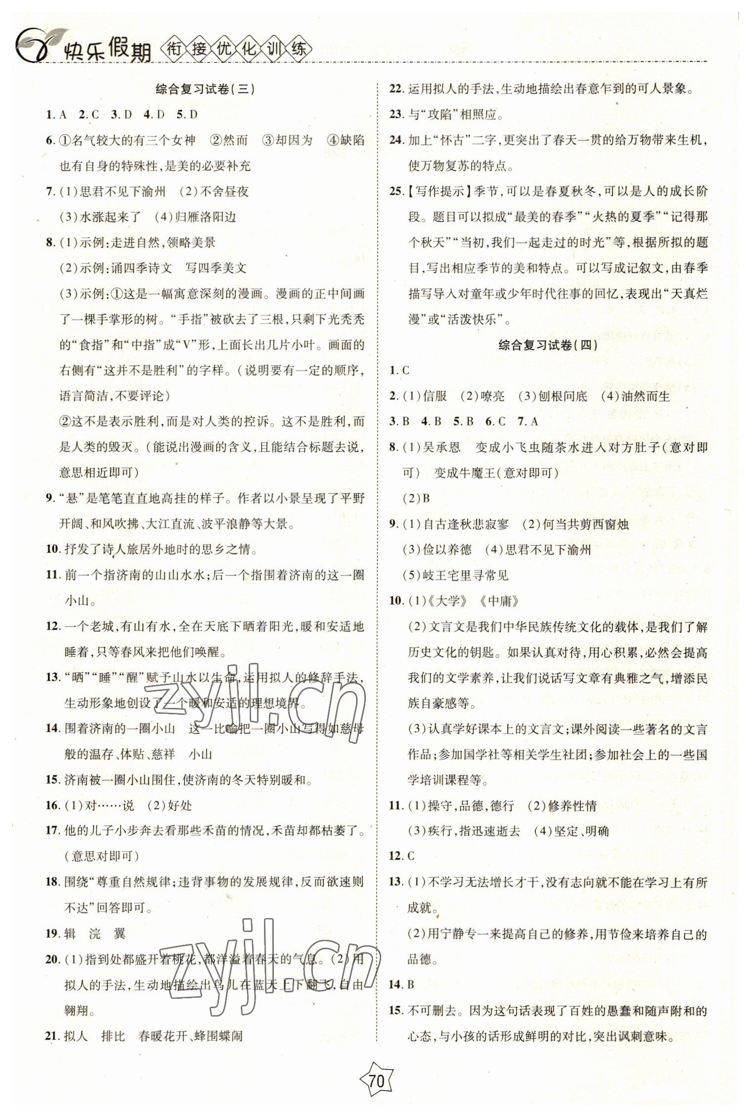 2023年快樂假期銜接優(yōu)化訓(xùn)練七年級語文 第2頁