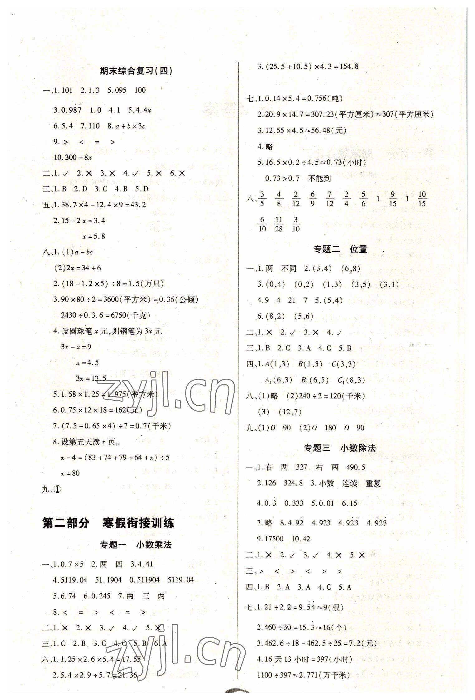 2023年快乐假期衔接优化训练五年级数学 第2页
