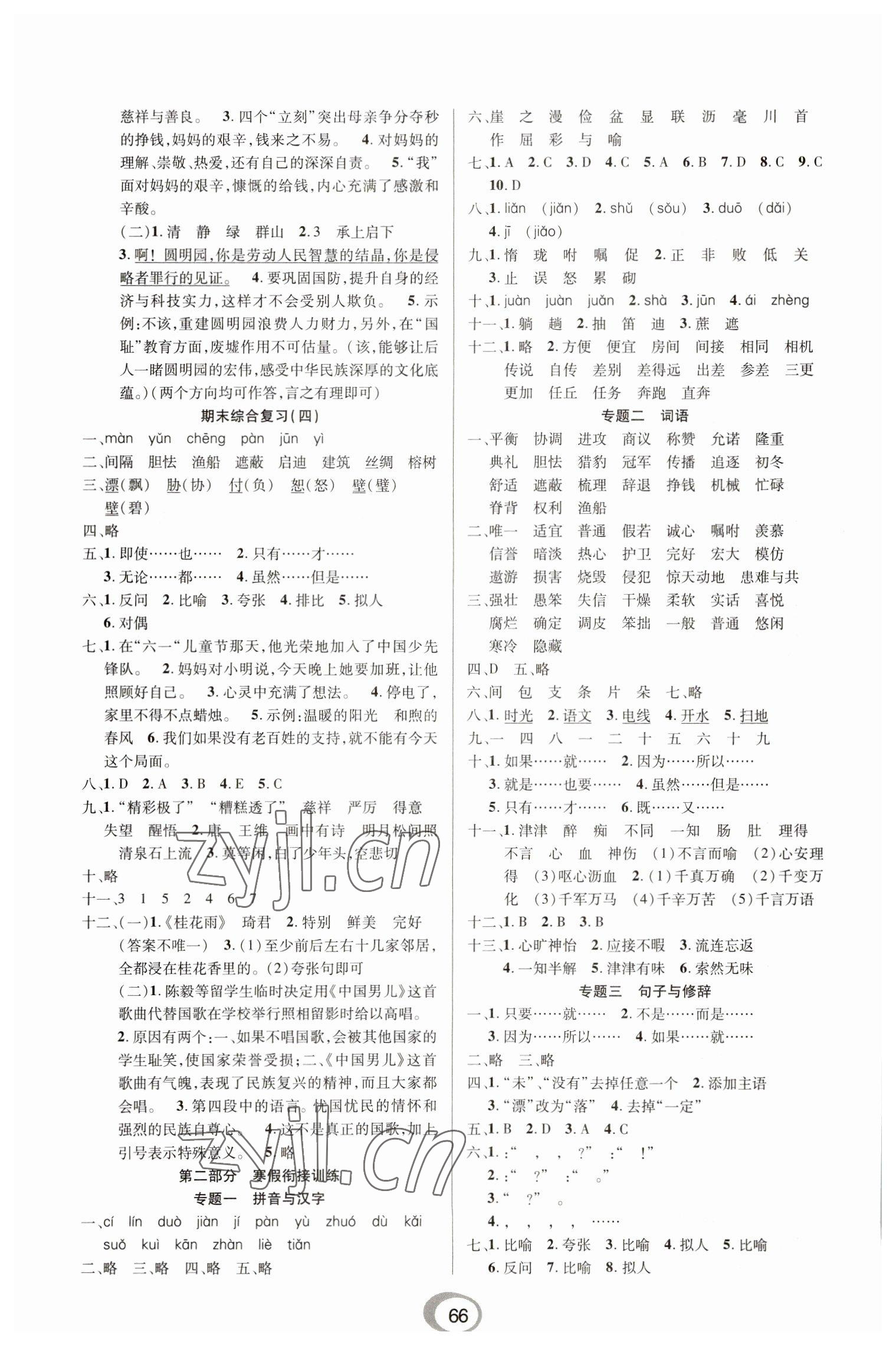 2023年快乐假期衔接优化训练五年级语文 第2页