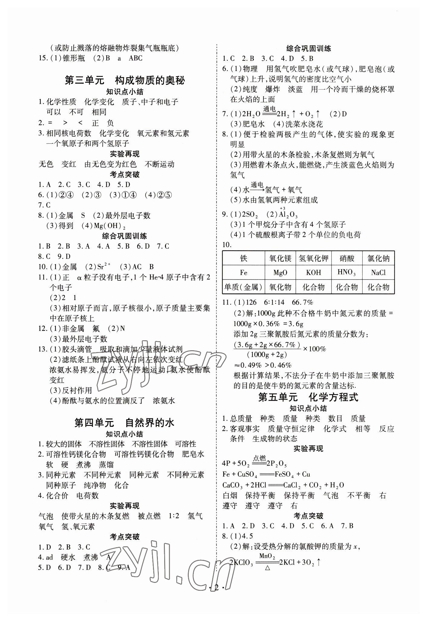 2023年寒假課程練習(xí)天津教育出版社九年級(jí)化學(xué)人教版 第2頁(yè)