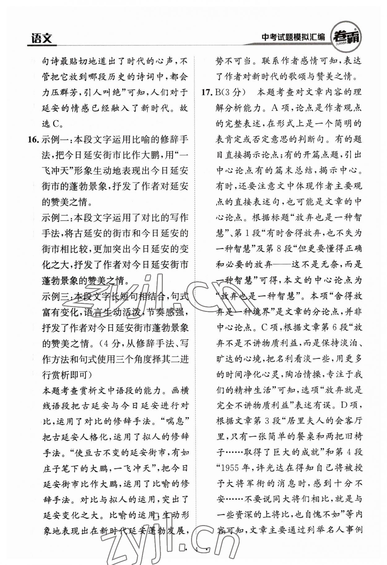 2023年卷霸中考試題模擬匯編語(yǔ)文江西專(zhuān)版 第4頁(yè)