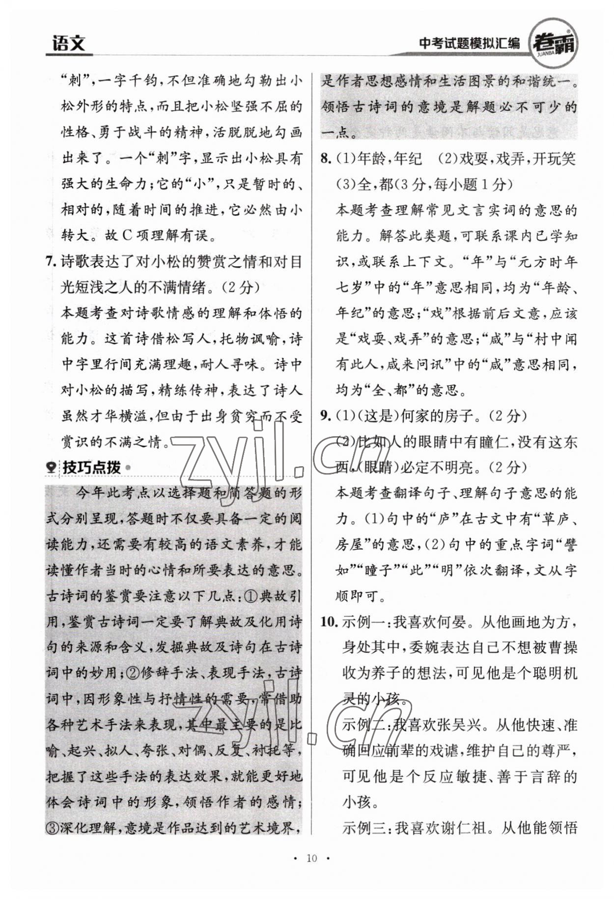 2023年卷霸中考試題模擬匯編語文江西專版 第10頁