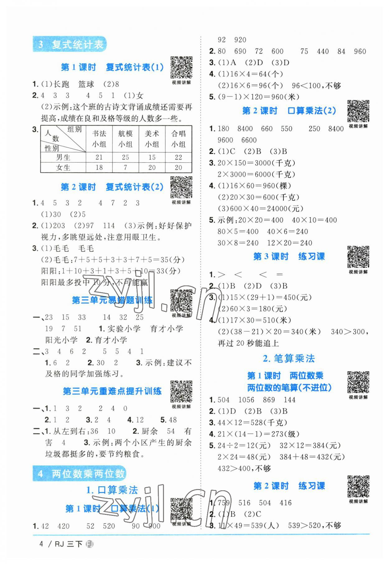 2023年阳光同学课时优化作业三年级数学下册人教版福建专版 第4页