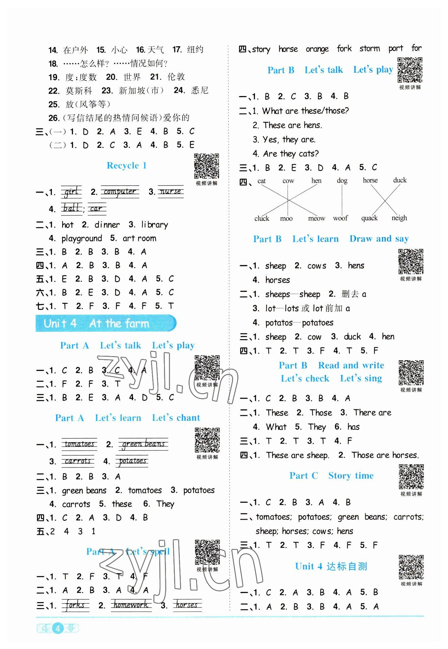 2023年陽光同學(xué)課時(shí)優(yōu)化作業(yè)四年級(jí)英語下冊(cè)人教PEP版 第4頁