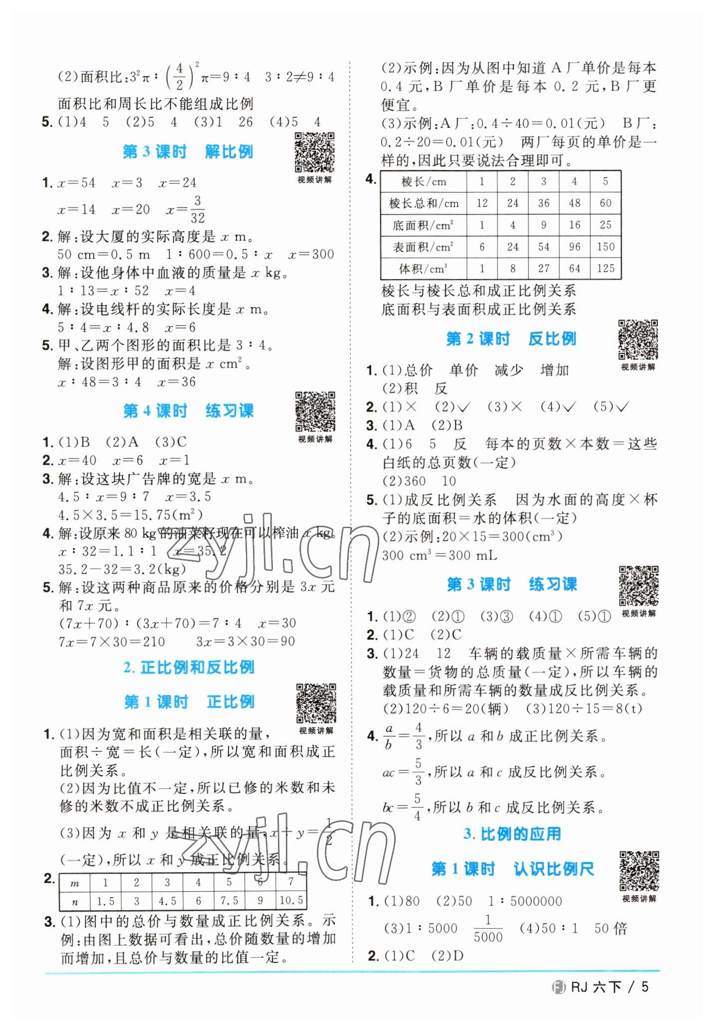 2023年阳光同学课时优化作业六年级数学下册人教版福建专版 第5页