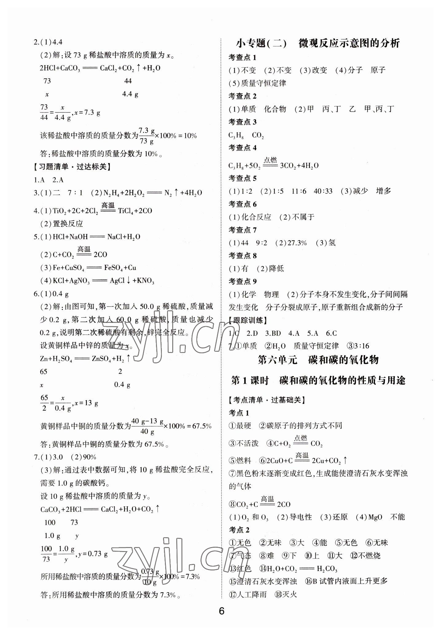 2023年中考狀元化學山東專版 參考答案第5頁