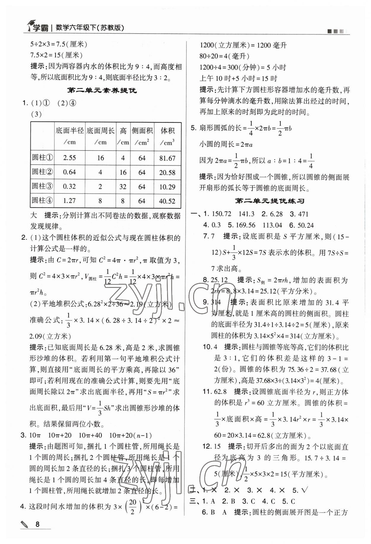 2023年喬木圖書學(xué)霸六年級數(shù)學(xué)下冊蘇教版 第8頁