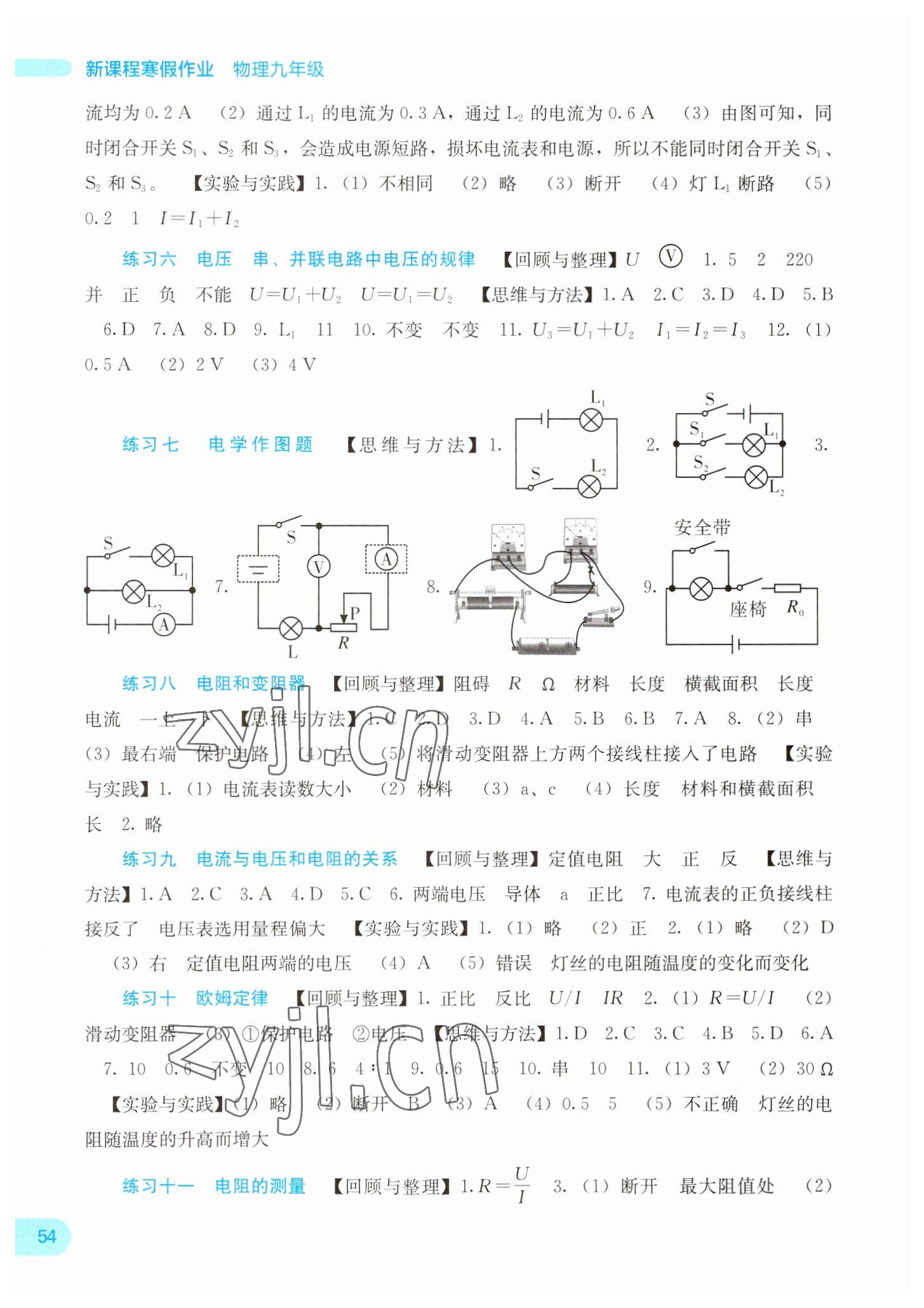 2023年新课程寒假作业广西师范大学出版社九年级物理 第2页