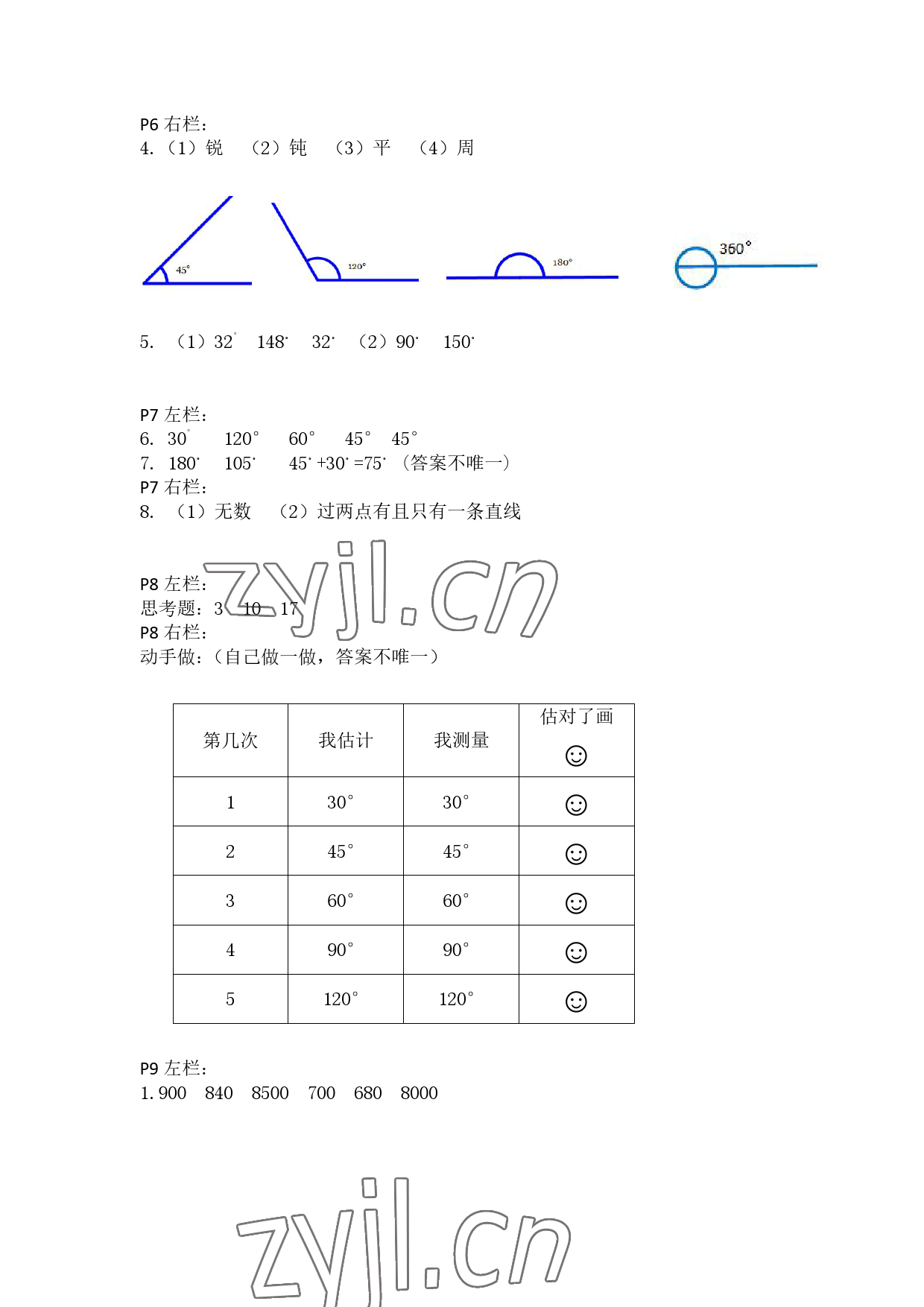 2023年寒假作业四年级数学人教版安徽少年儿童出版社 参考答案第2页