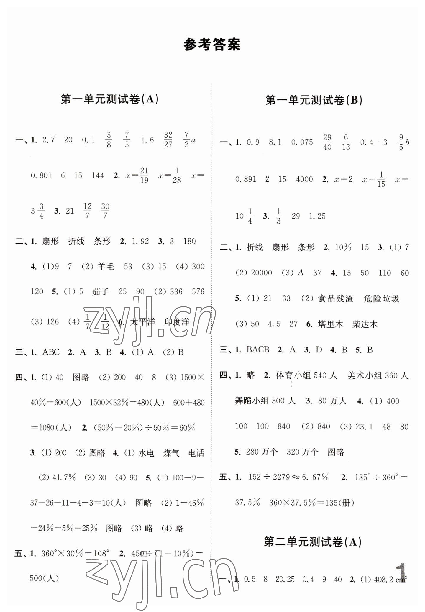 2023年江蘇密卷六年級(jí)數(shù)學(xué)下冊(cè)蘇教版 第1頁(yè)