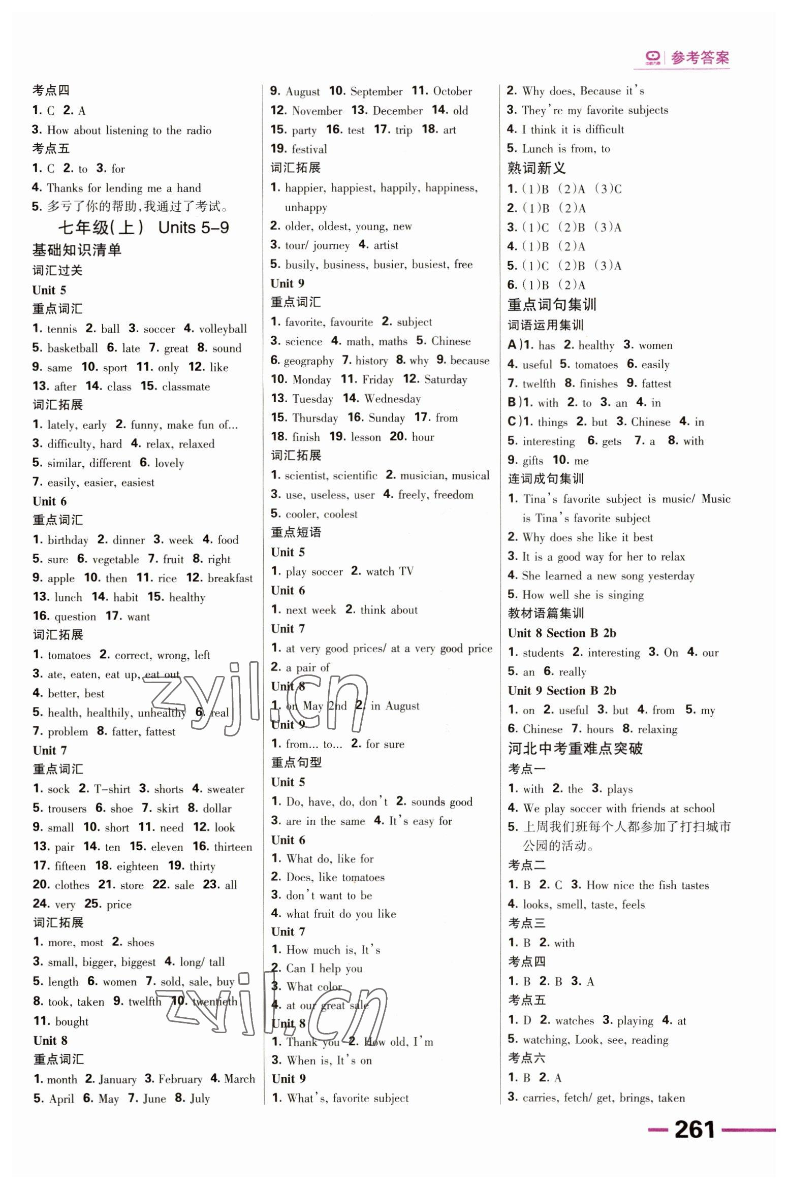 2023年全優(yōu)中考系統(tǒng)總復(fù)習(xí)英語(yǔ)人教版河北專(zhuān)版 參考答案第2頁(yè)