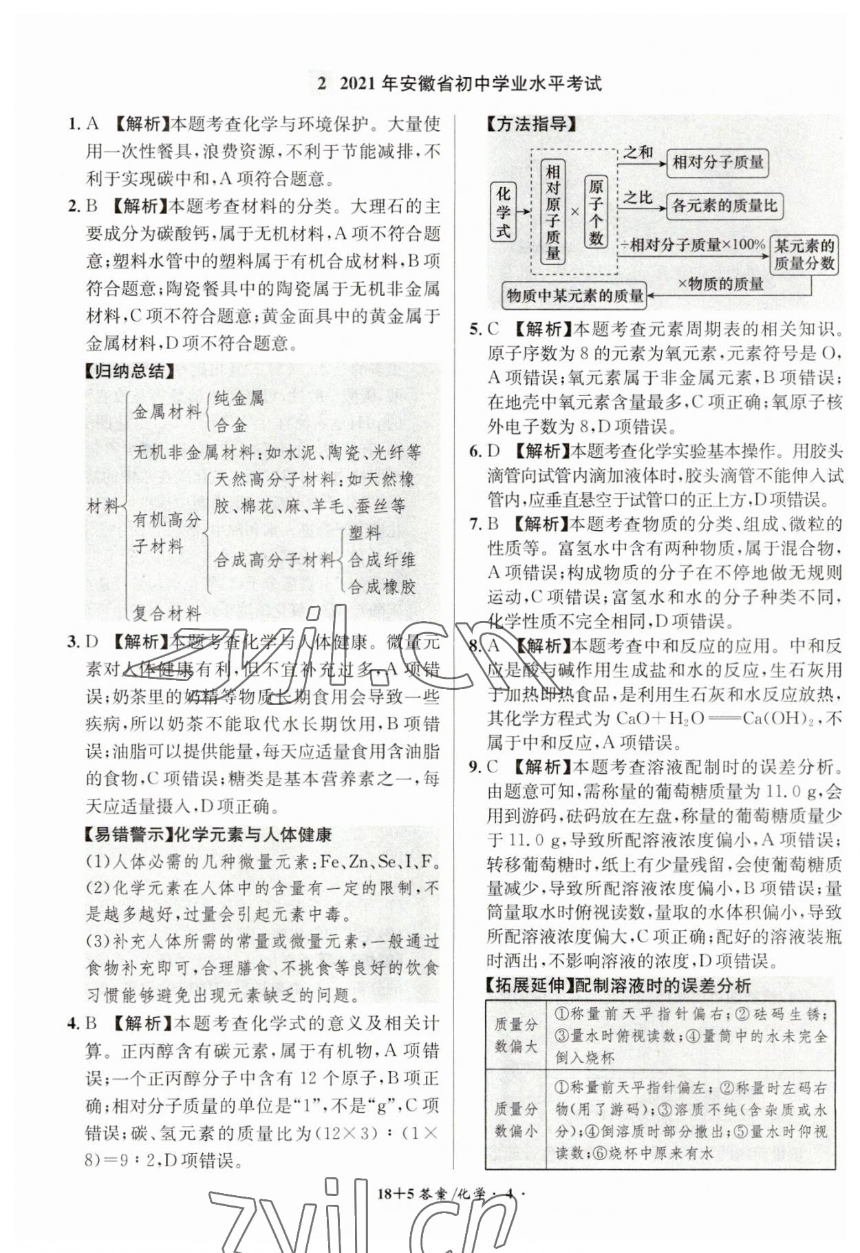 2023年中考試題精編安徽師范大學出版社化學人教版安徽專版 第4頁
