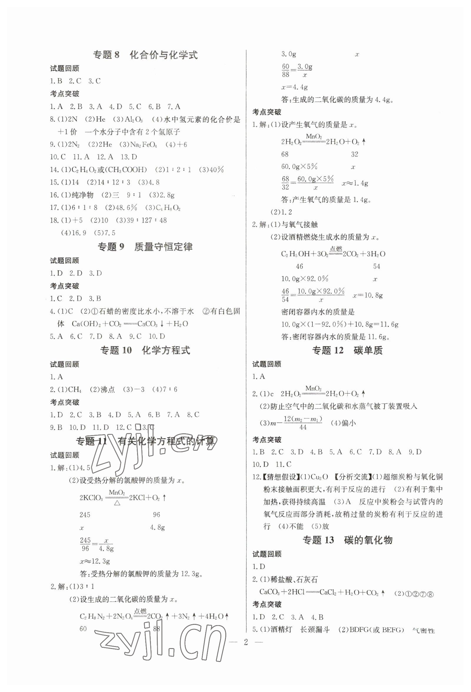 2023年思维新观察元调专题复习化学中考 第2页