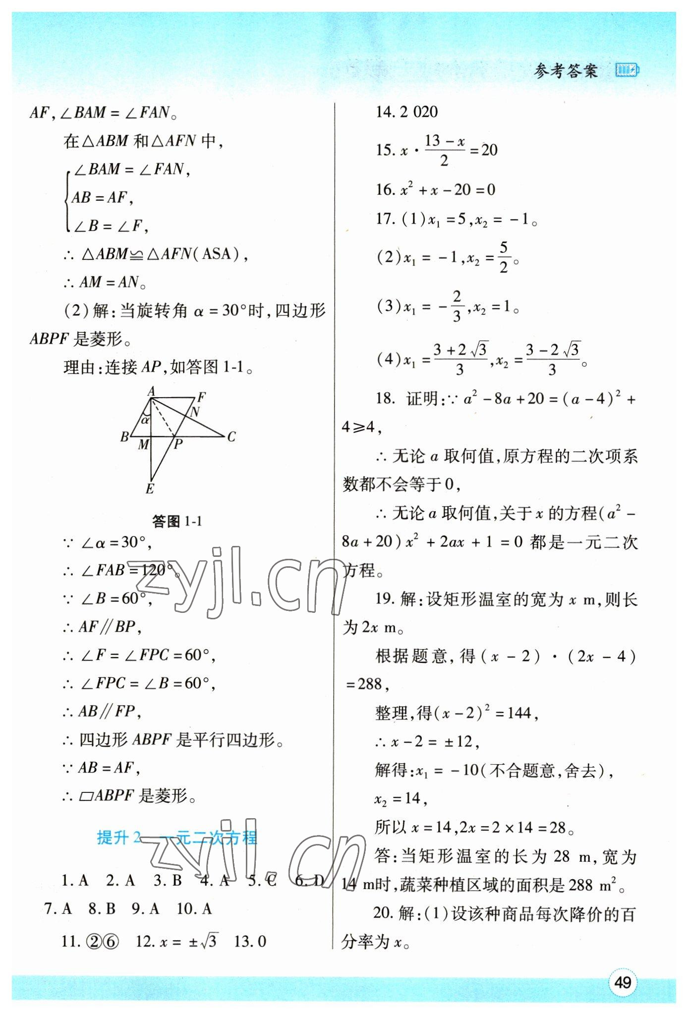 2023年寒假作业与生活陕西师范大学出版总社九年级数学北师大版 第3页