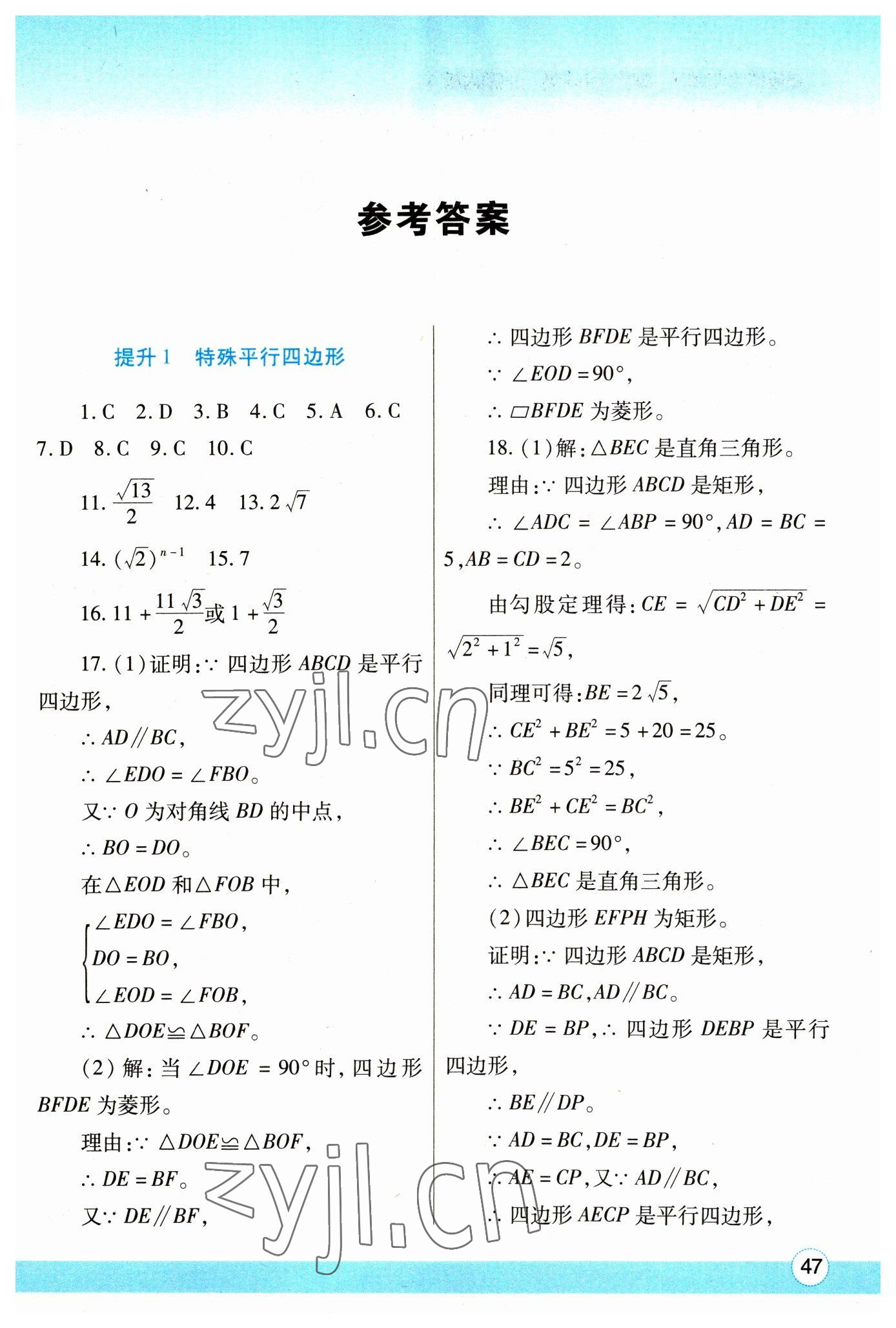 2023年寒假作业与生活陕西师范大学出版总社九年级数学北师大版 第1页