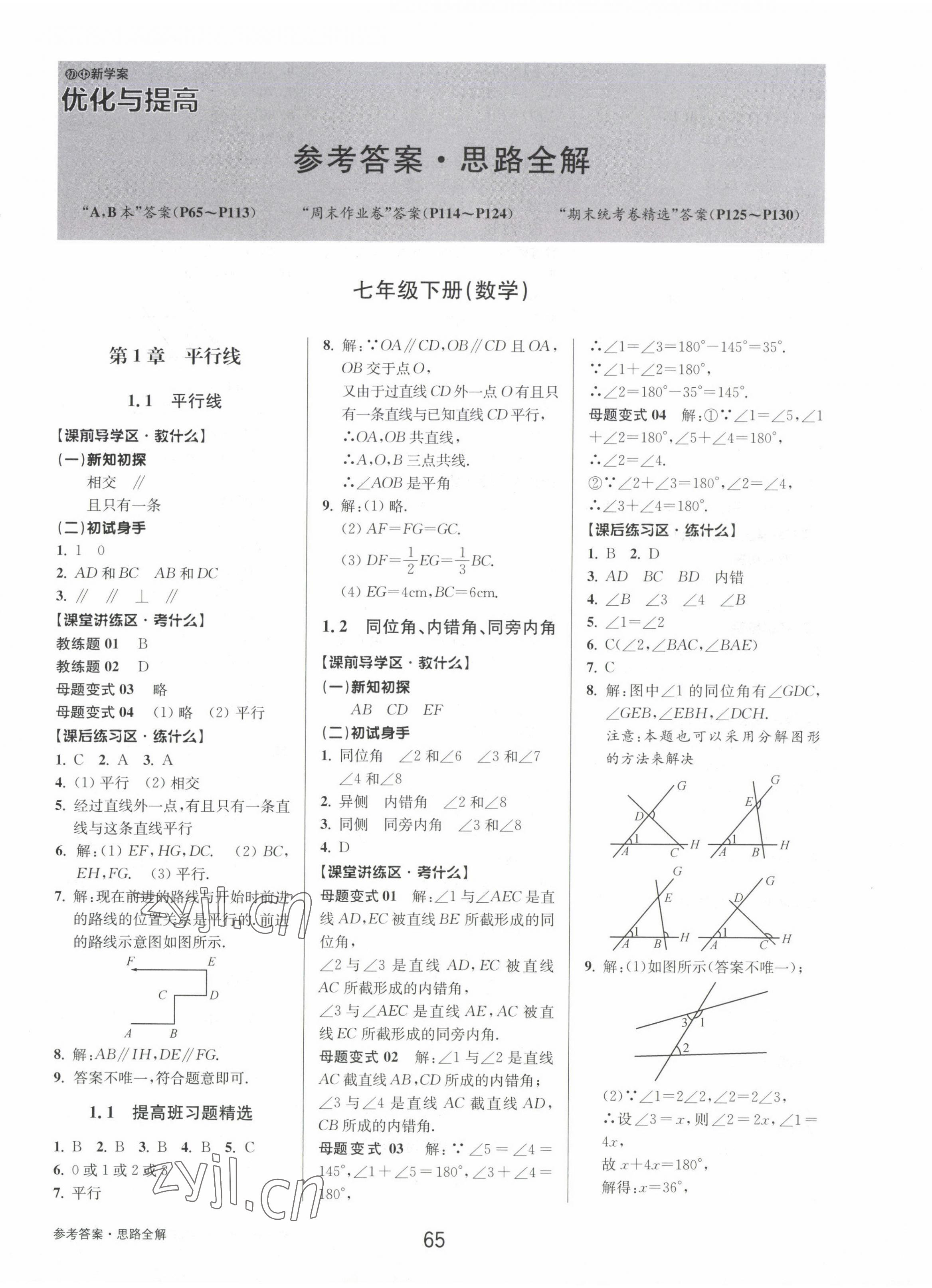 2023年初中新學(xué)案優(yōu)化與提高七年級(jí)數(shù)學(xué)下冊(cè)浙教版 第1頁