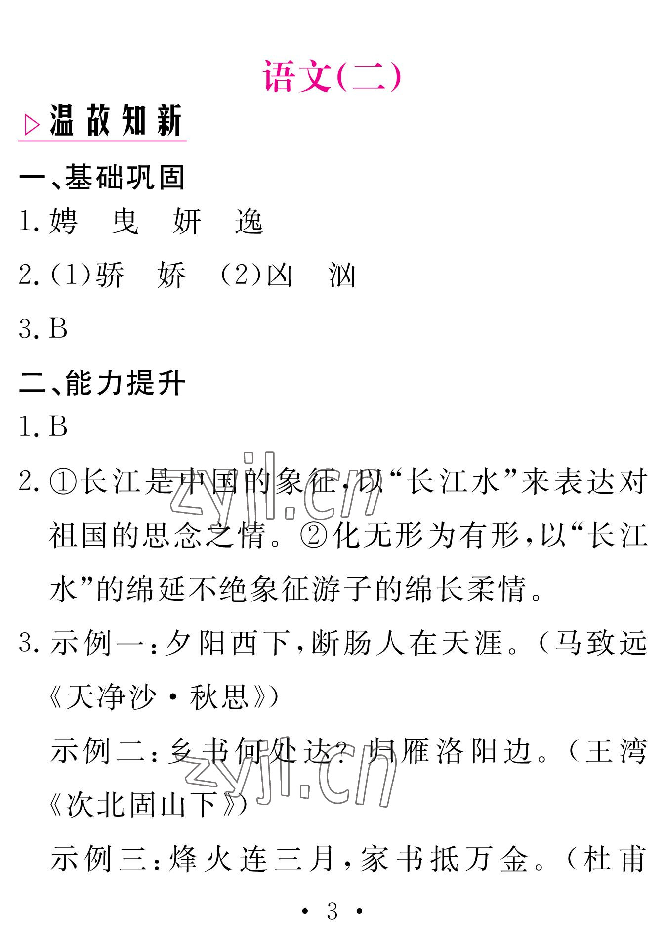 2023年天舟文化精彩寒假九年級(jí)語(yǔ)文團(tuán)結(jié)出版社 參考答案第3頁(yè)