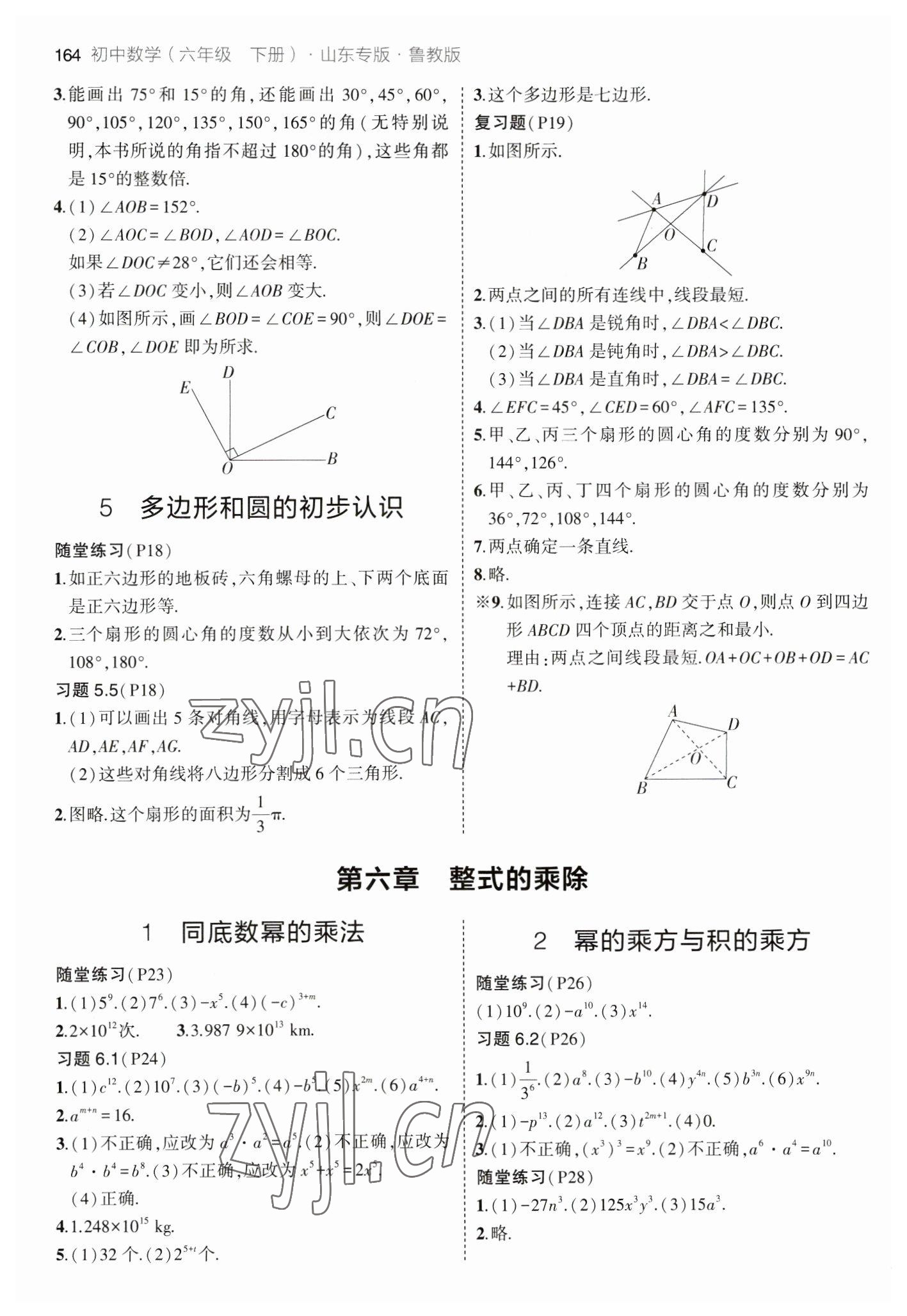 2023年教材課本六年級(jí)數(shù)學(xué)下冊魯教版 參考答案第2頁