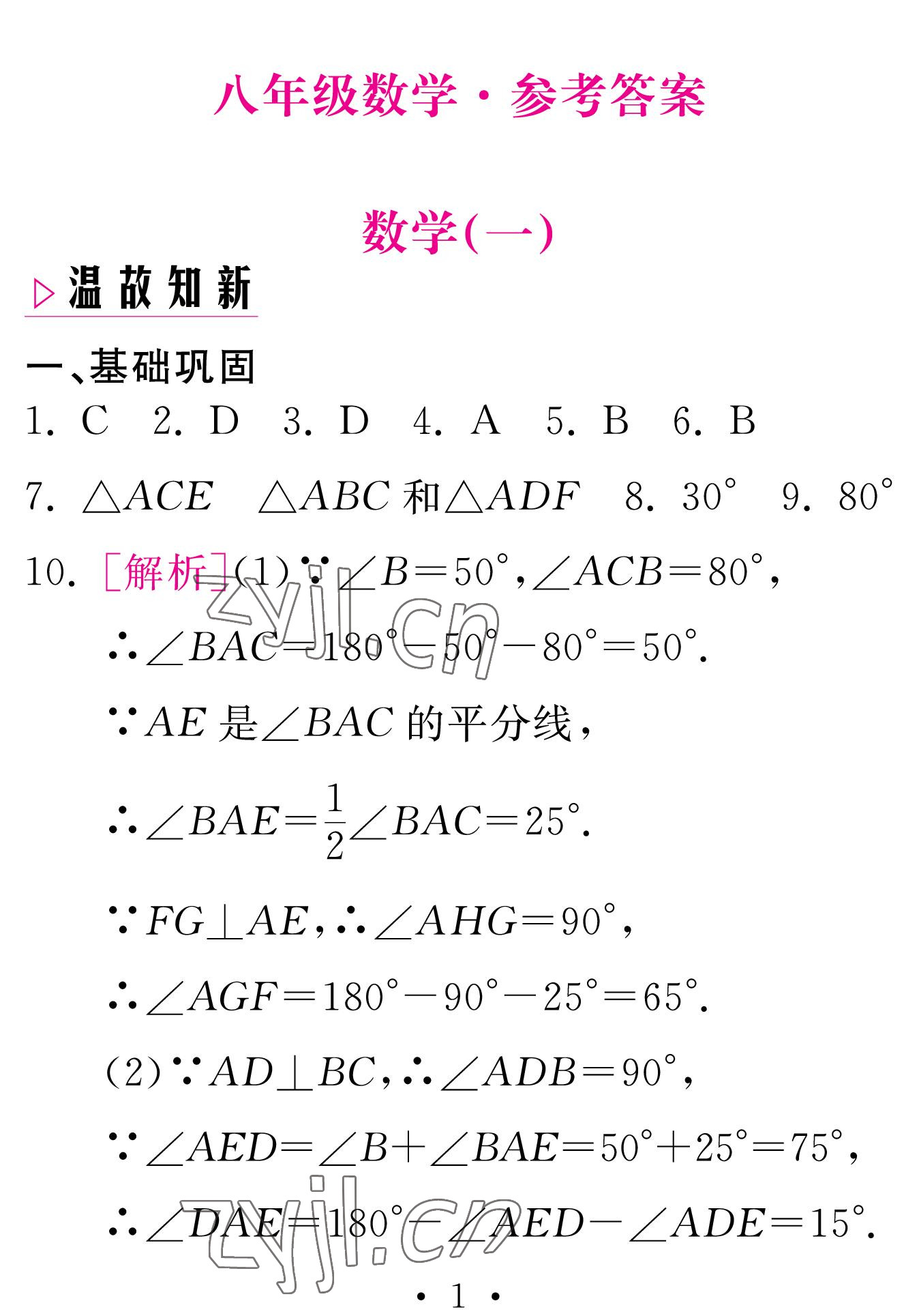 2023年天舟文化精彩寒假團結(jié)出版社八年級數(shù)學(xué)人教版 參考答案第1頁