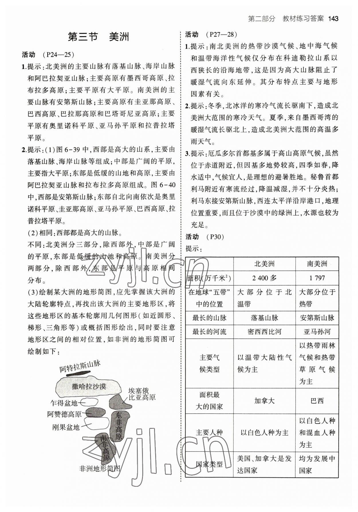 2023年教材課本七年級地理下冊湘教版 參考答案第3頁