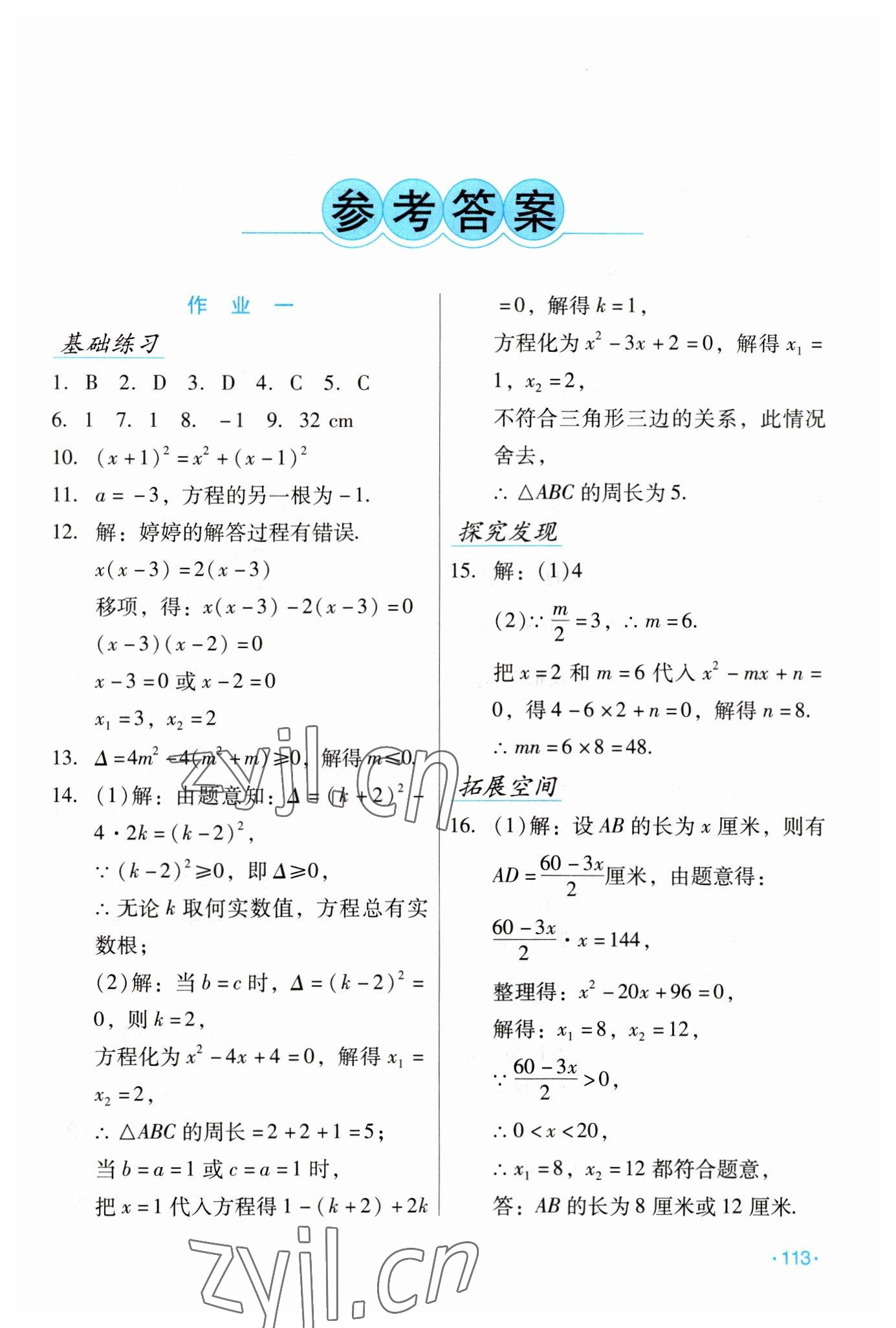 2023年假日数学寒假吉林出版集团股份有限公司九年级人教版 第1页