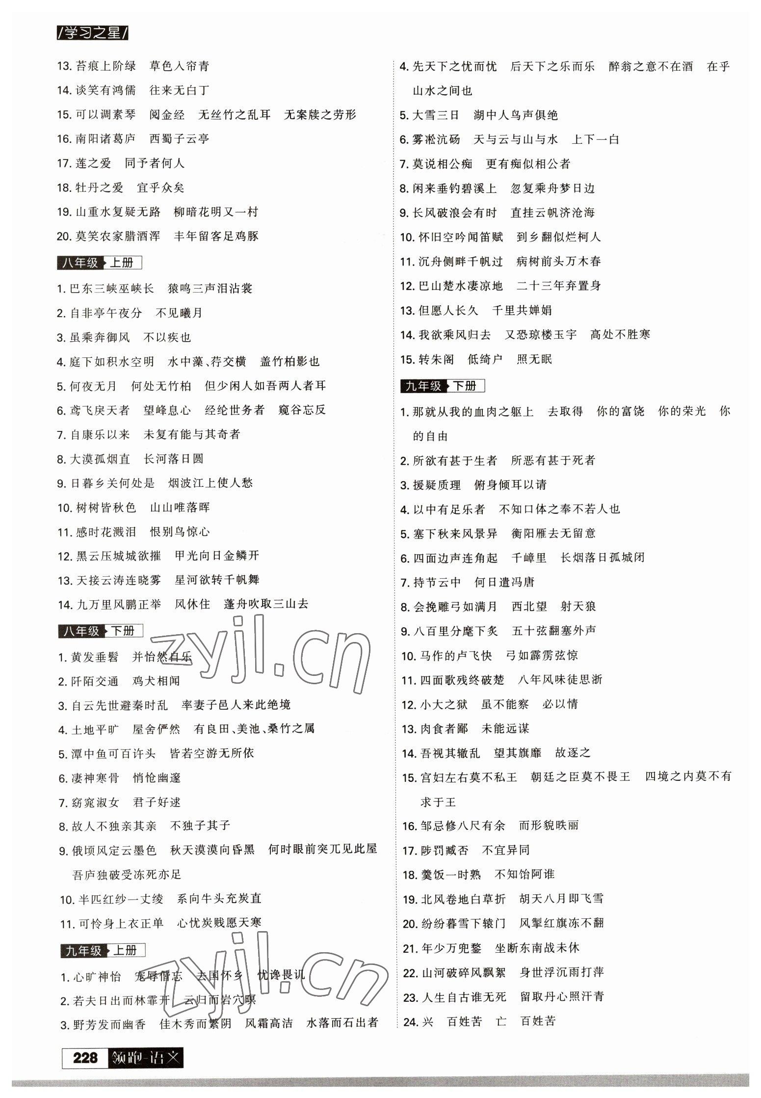 2023年领跑语文一轮总复习大连中考 参考答案第8页