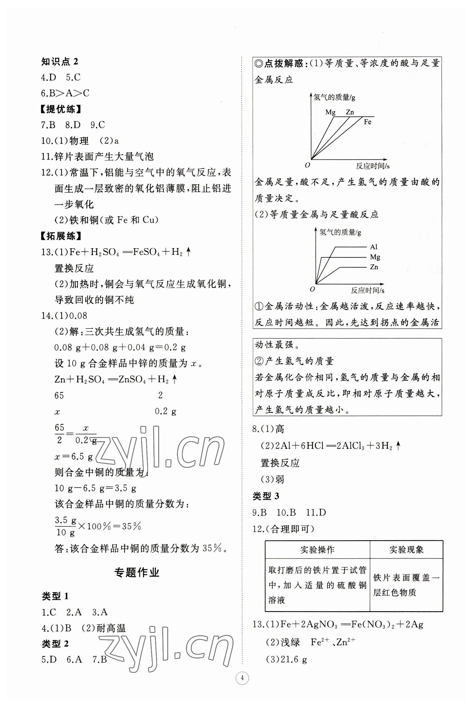 2023年伴你學(xué)同步練習(xí)冊智慧作業(yè)九年級化學(xué)下冊人教版 第4頁