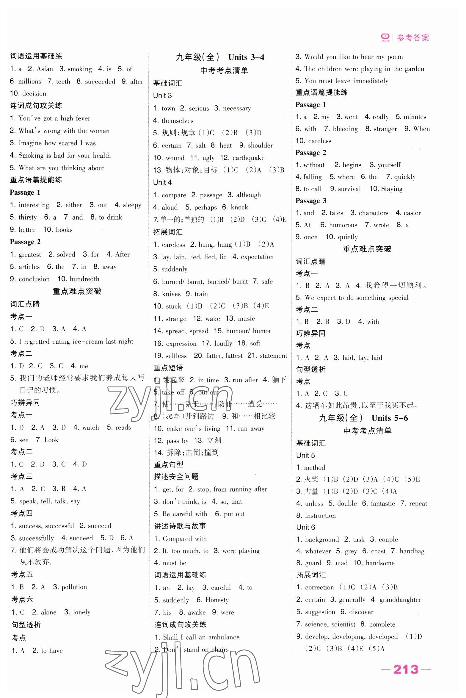 2023年河北中考總動員英語冀教版 參考答案第9頁