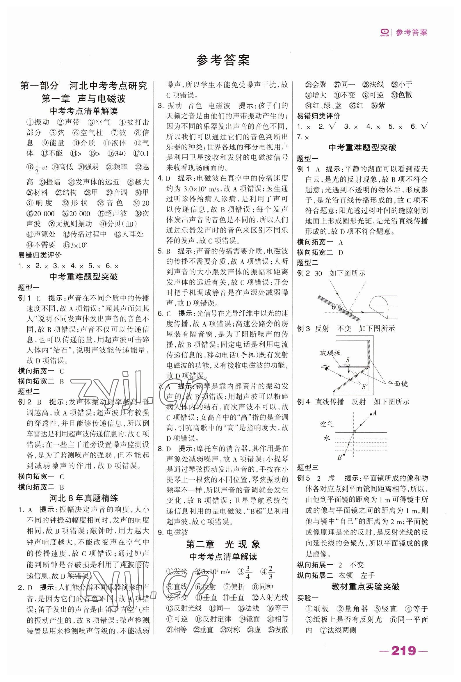 2023年河北中考總動員物理 參考答案第1頁