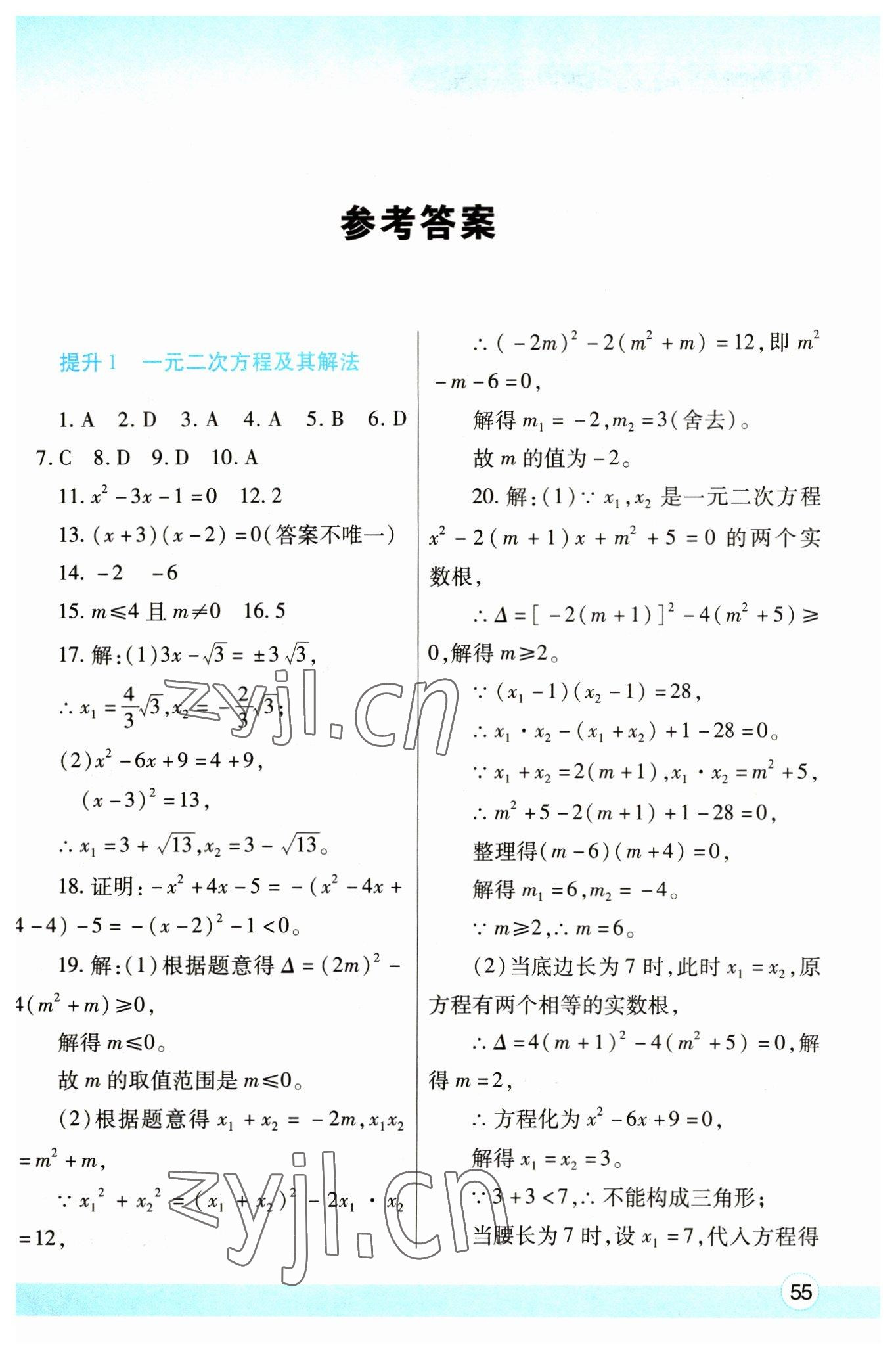 2023年寒假作业与生活陕西师范大学出版总社九年级数学人教版 第1页