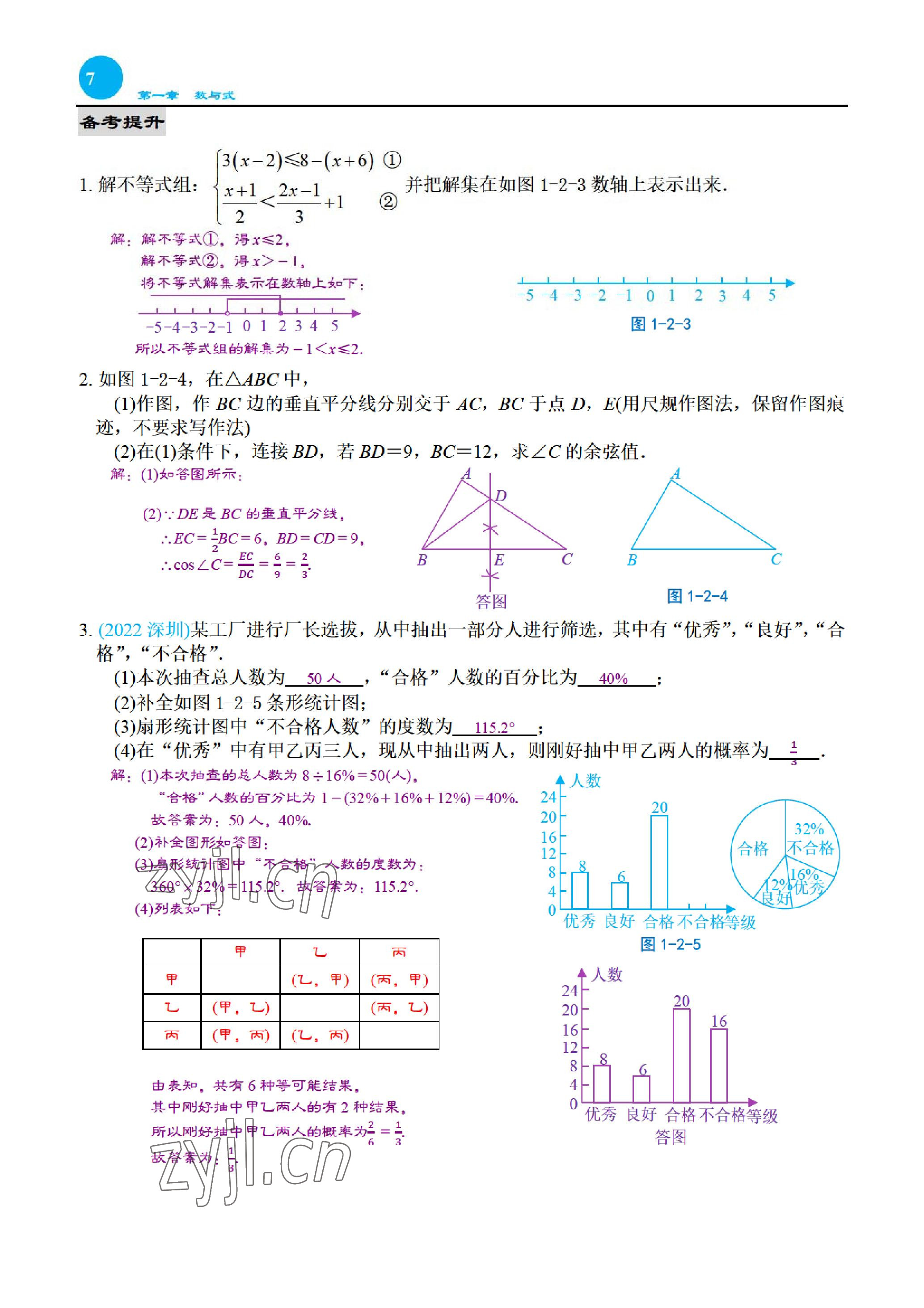 2023年綜合復習與測試黃山書社數(shù)學 參考答案第16頁