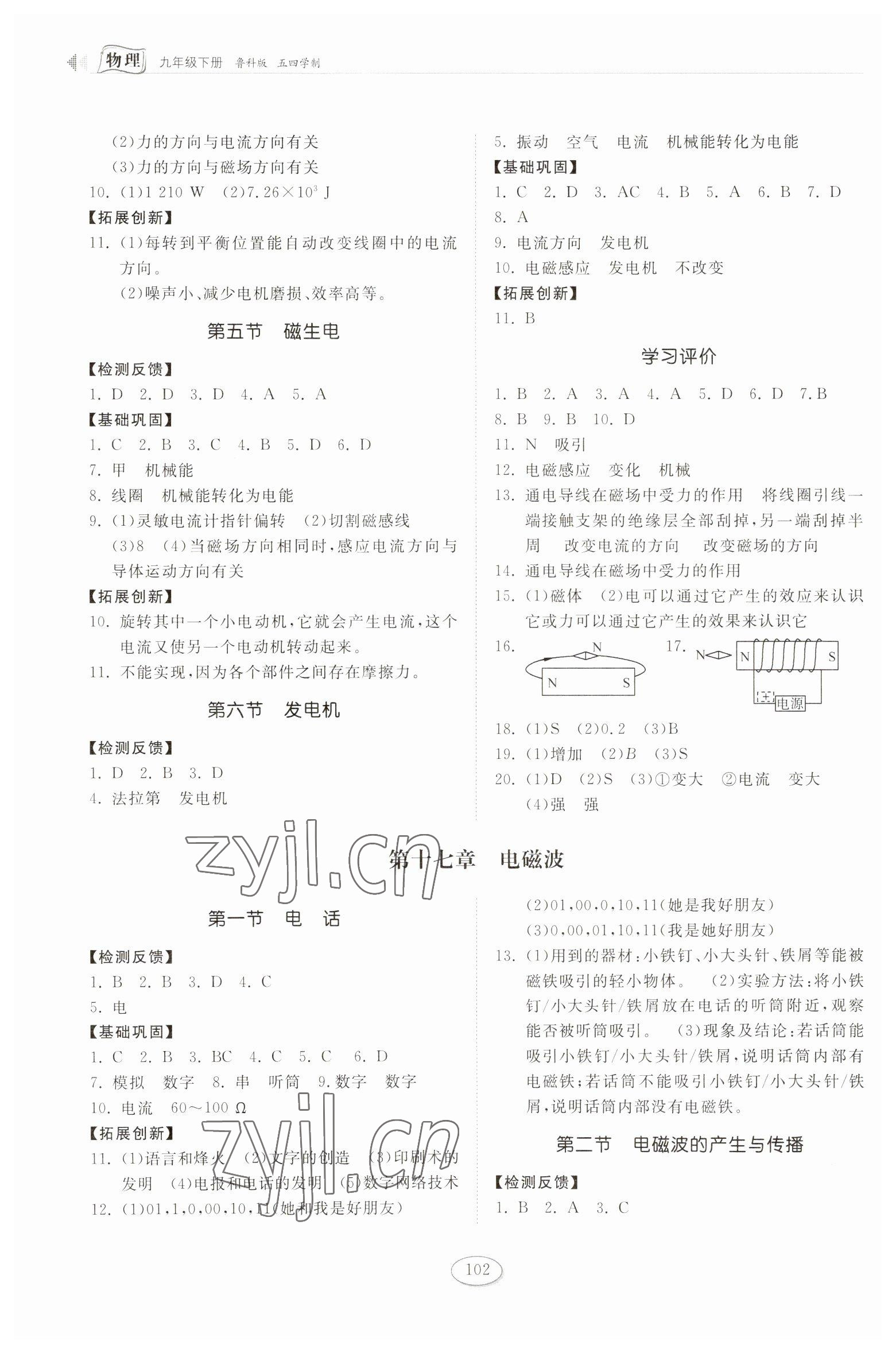 2023年同步練習(xí)冊(cè)九年級(jí)物理下冊(cè)魯科版54制山東科學(xué)技術(shù)出版社 第2頁