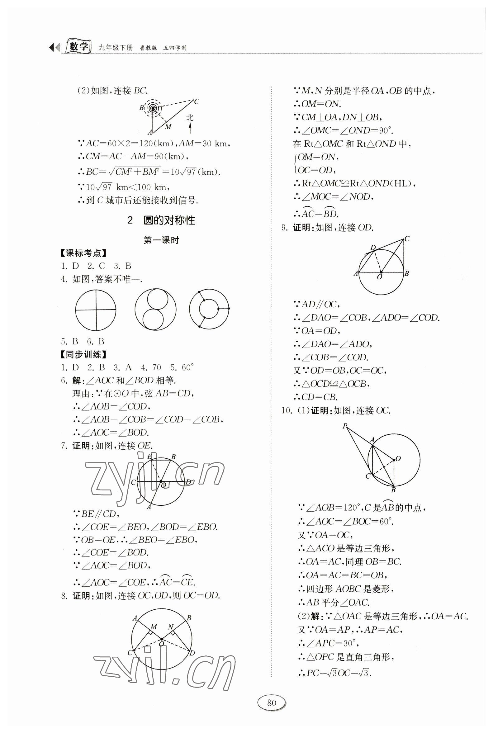 2023年初中同步練習(xí)冊(cè)九年級(jí)數(shù)學(xué)下冊(cè)魯教版54制山東科學(xué)技術(shù)出版社 第2頁