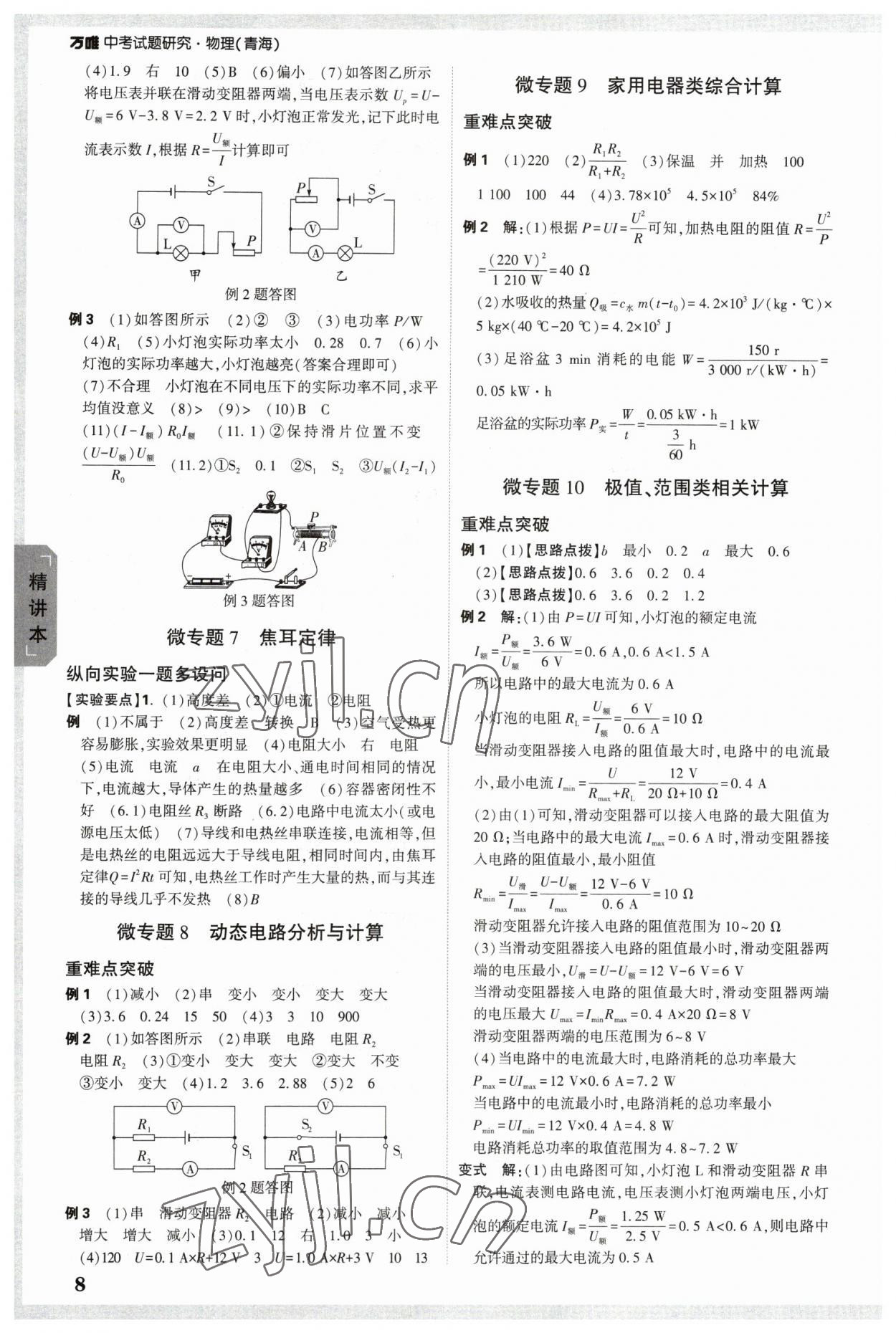 2023年萬唯中考試題研究物理青海專版 參考答案第8頁