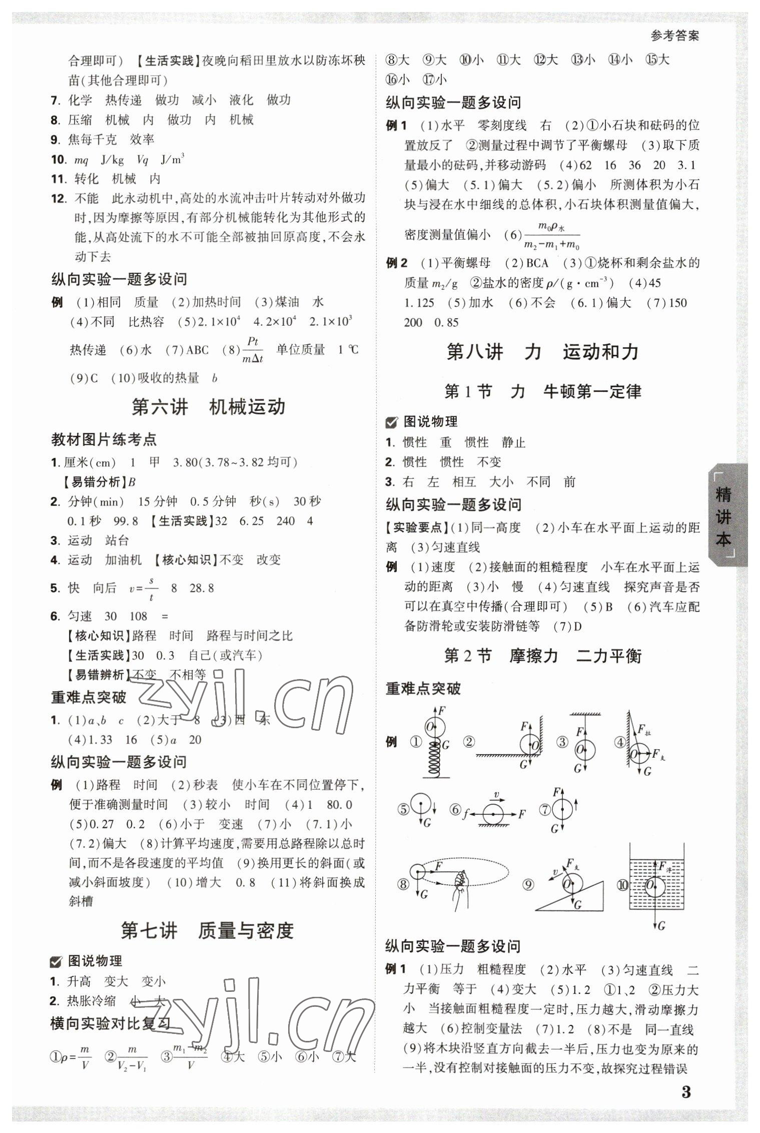 2023年萬唯中考試題研究物理青海專版 參考答案第3頁