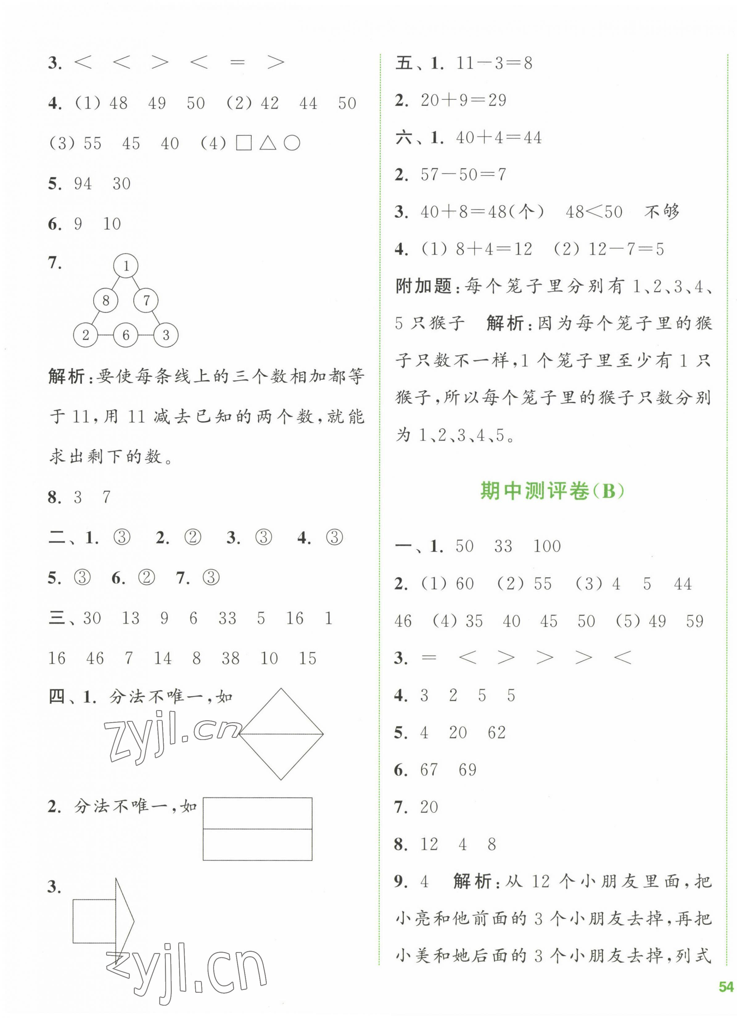 2023年通城学典全程测评卷一年级数学下册苏教版江苏专版 第7页