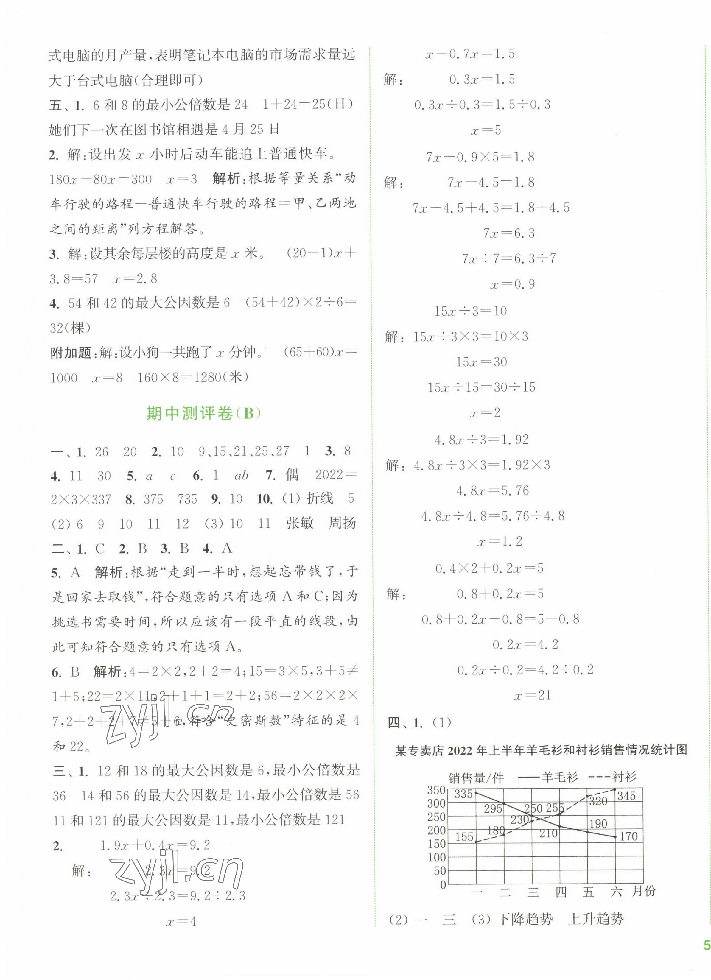 2023年通城學典全程測評卷五年級數(shù)學下冊蘇教版江蘇專版 第7頁