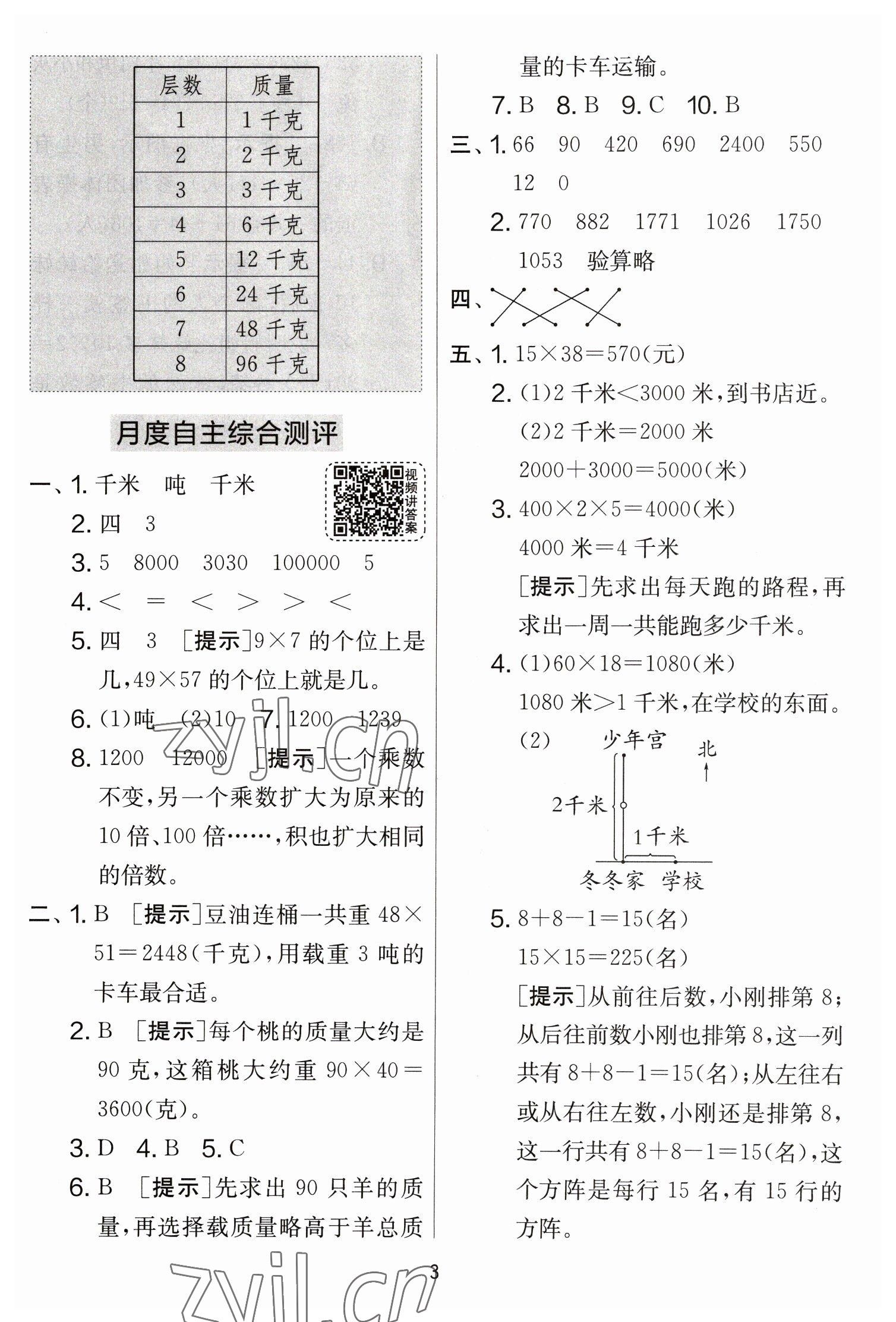 2023年實驗班提優(yōu)大考卷三年級數(shù)學下冊蘇教版江蘇專版 參考答案第3頁