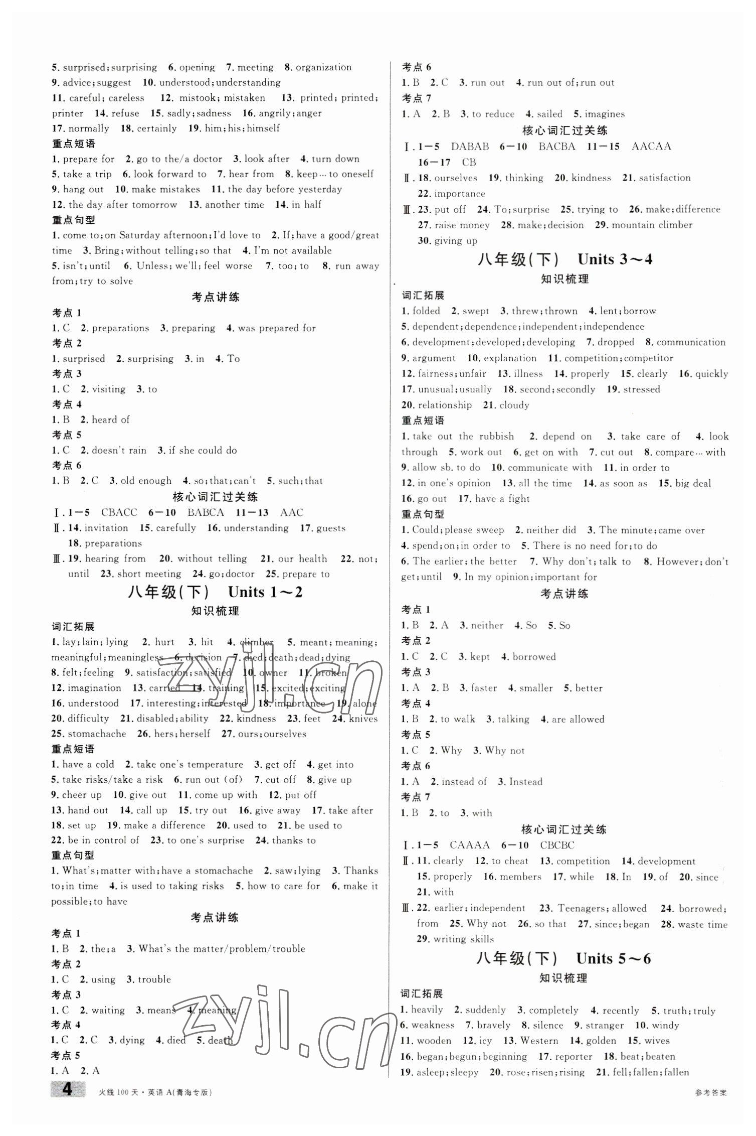 2023年火线100天英语青海专版 第4页